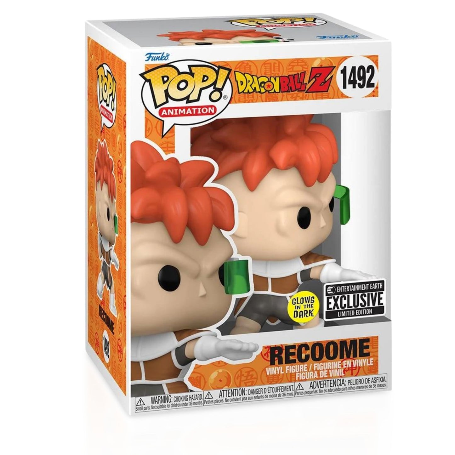 Recoome Funko Pop! Animation Dragon Ball Z - Approx. 4 3/4" Collectible Glows In The Dark Entertainment Earth Exclusive Limited Edition Vinyl Figure #1492 with Display Box Protector Case