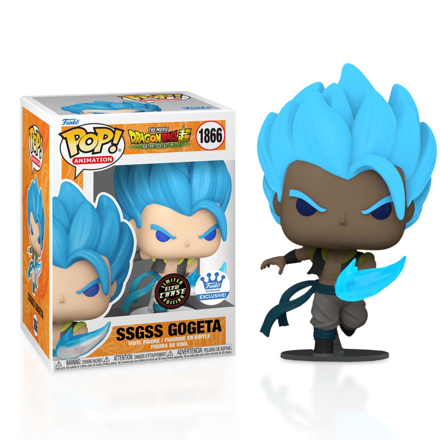 SSGSS Gogeta Funko Pop! Animation Dragon Ball Super: Broly - Approx. 5.4" Glow Chase Limited Edition Exclusive Collectible Vinyl Figure #1866 with Window Box Display