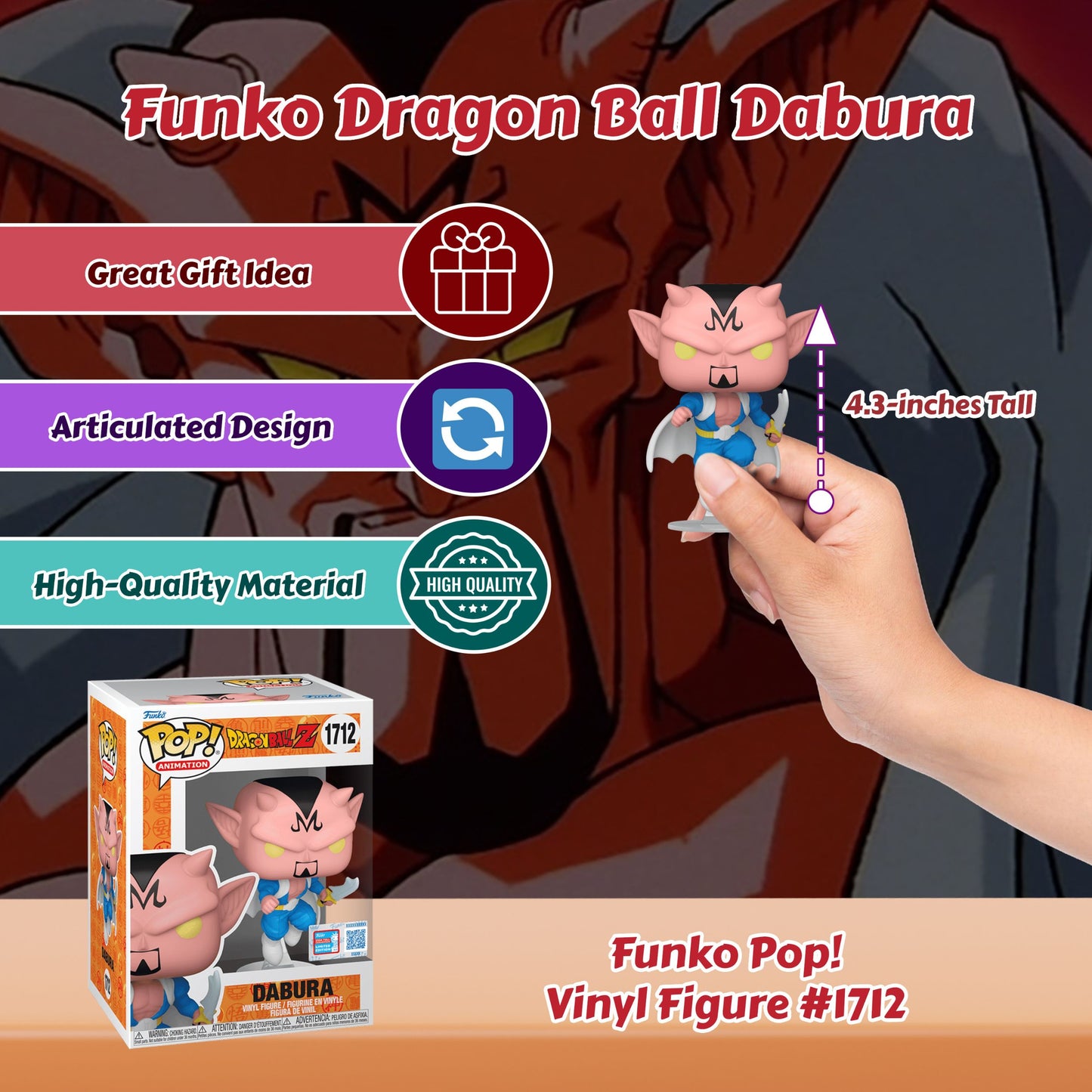 Dabura Funko Pop! Animation Dragon Ball Z - NYCC 2024 Exclusive - Approx. 4.3" Collectible Limited Edition Vinyl Figure #1712 with Display Box Protector Case