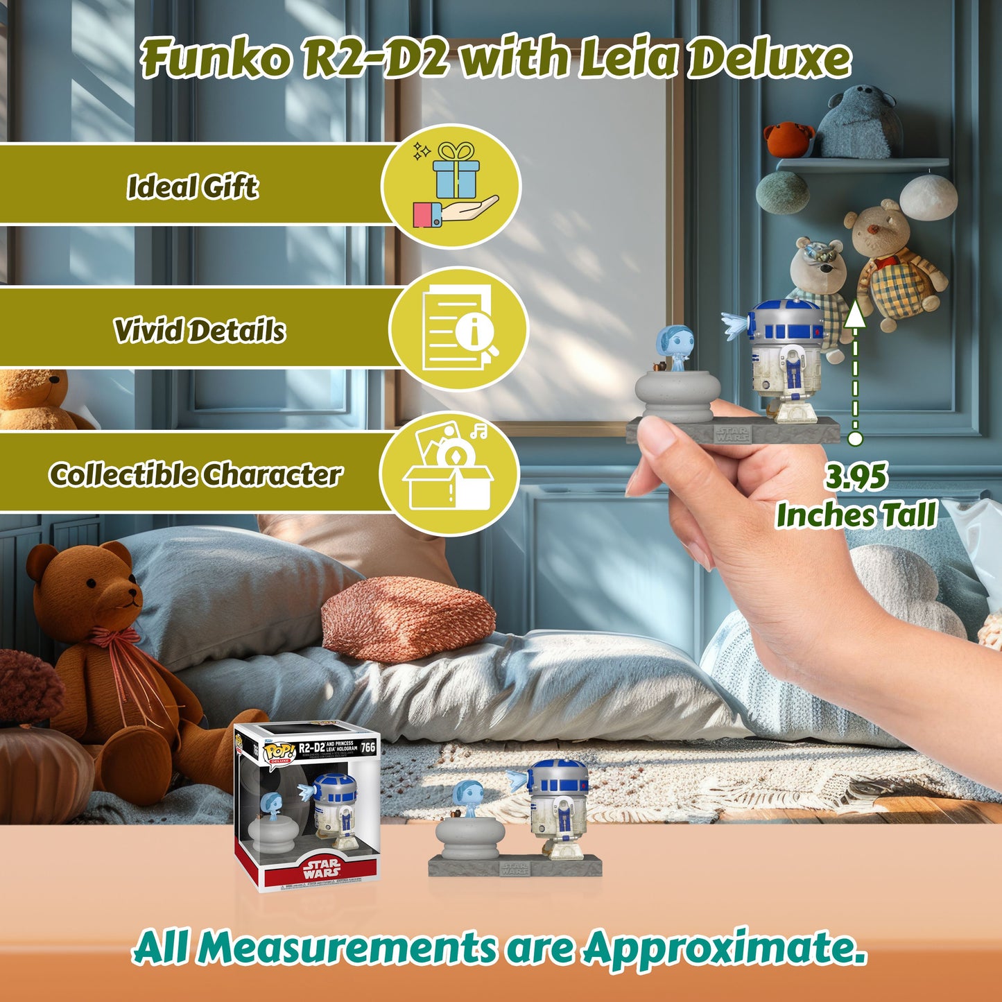 R2-D2 and Princess Leia Hologram #766 Funko Pop! Deluxe Star Wars - Collectible Bobbleheads Figure