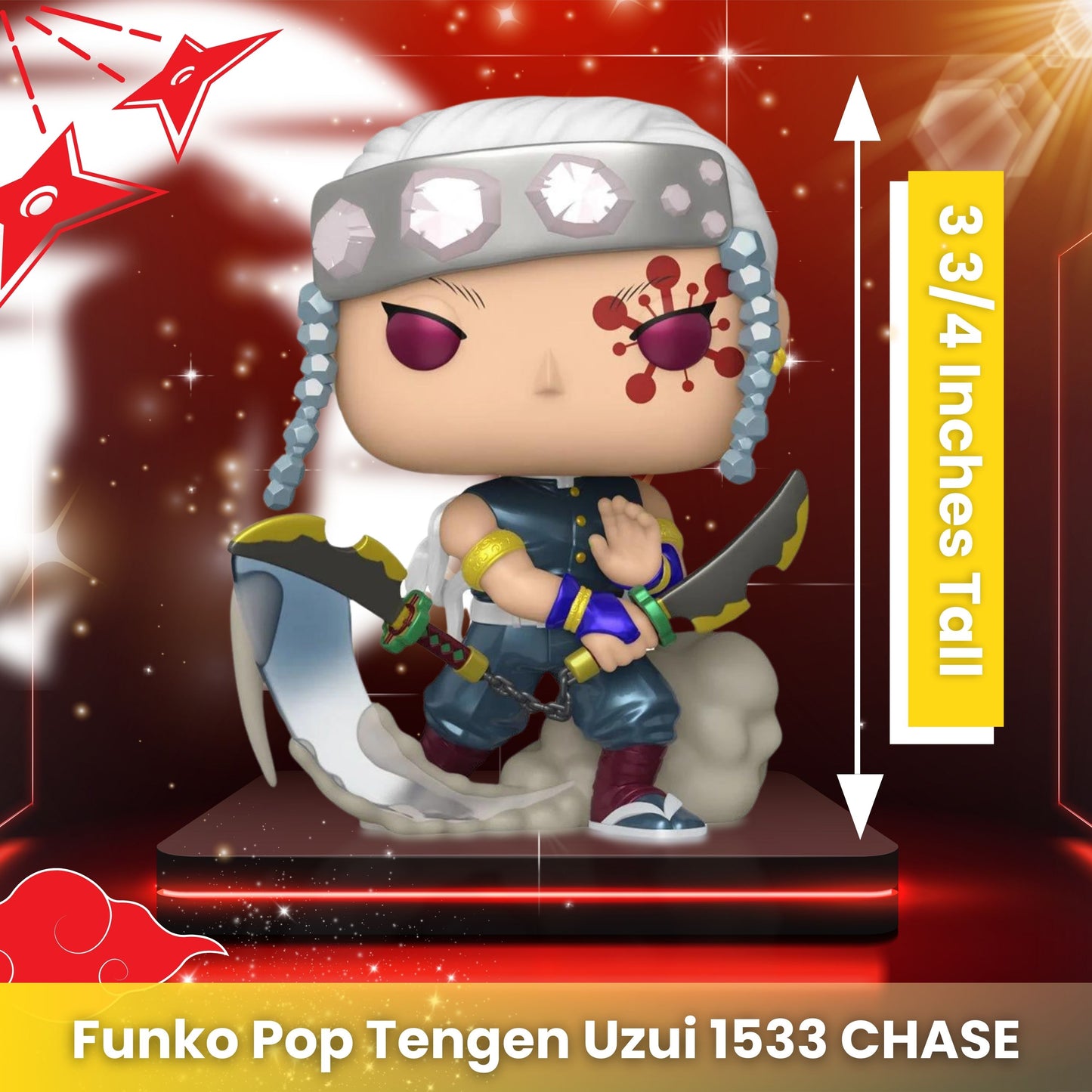 Tengen Uzui Funko Pop! Animation: Demon Slayer - Approx. 3 3/4" Chase Limited Edition Collectible Vinyl Figure #1533 with Display Box Protector Case