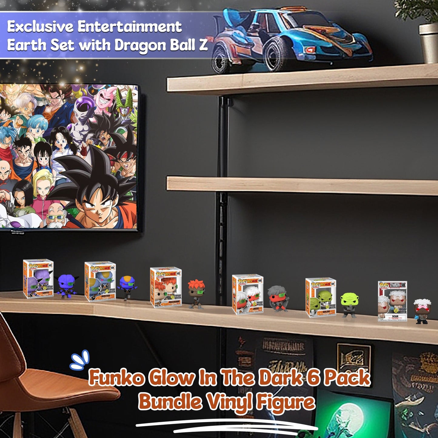 Funko Pop! Animation Dragon Ball Z - Set of 5 (Burter #1494, Ginyu #1493, Guldo #1491, Jiece #1495, and Recoome #1492) Collectible Glow-In-The-Dark Entertainment Earth Exclusive Limited Edition Vinyl Figures