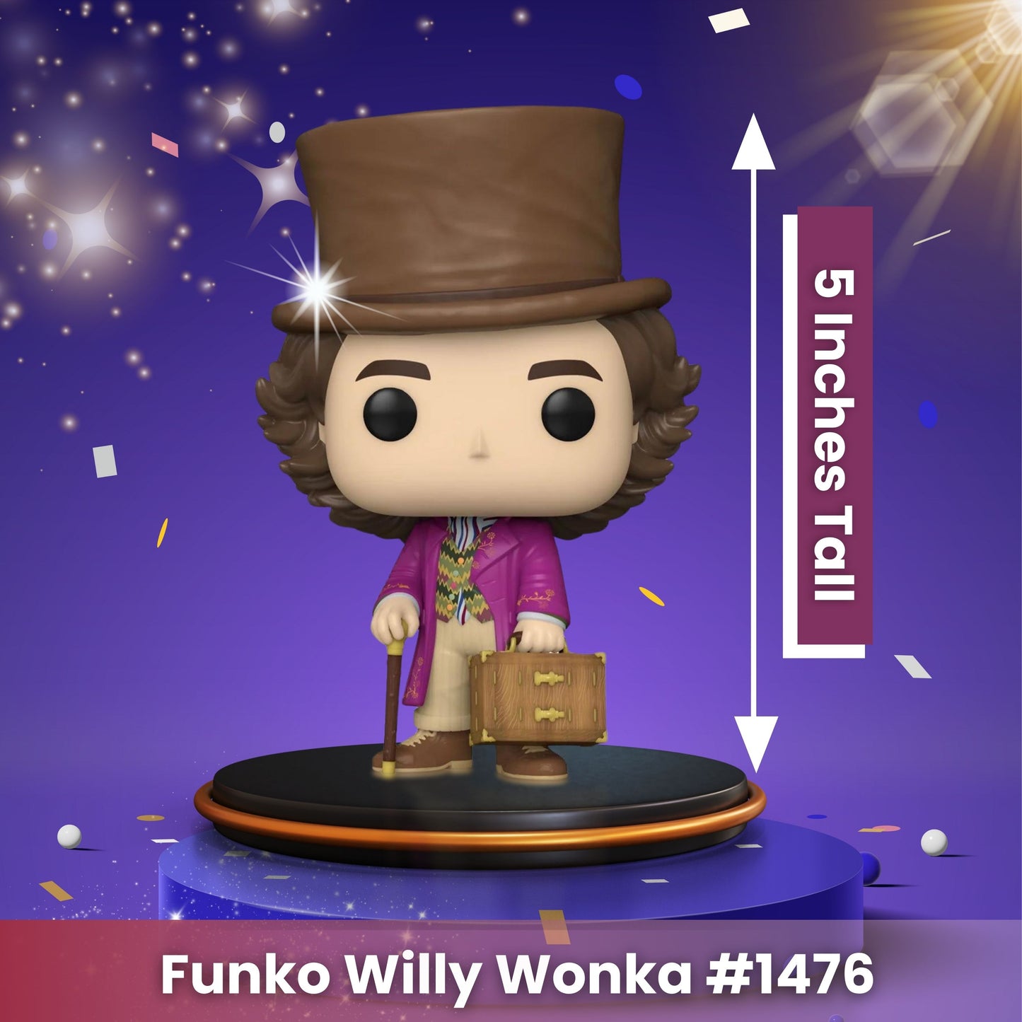 Willy Wonka Funko Pop! Movies: Wonka and The Chocolate Factory - Approx. 5" Collectible Vinyl Figure #1476 in Window Display Box