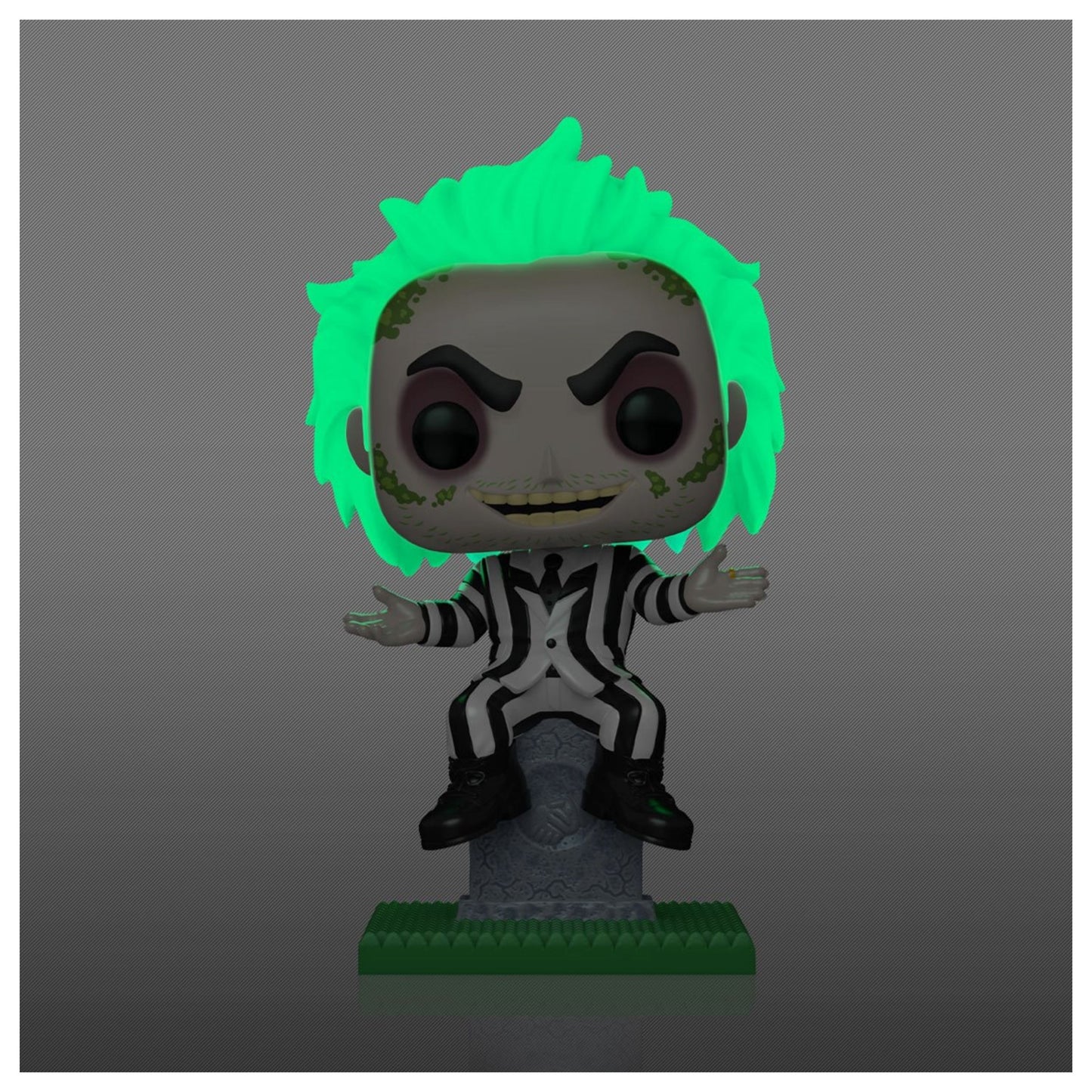 Beetlejuice on Tombstone Funko Pop! Plus - Approx. 4 1/2" Glows In The Dark Entertainment Earth Exclusive Collectible Vinyl Figure #1757 with Display Box Protector Case