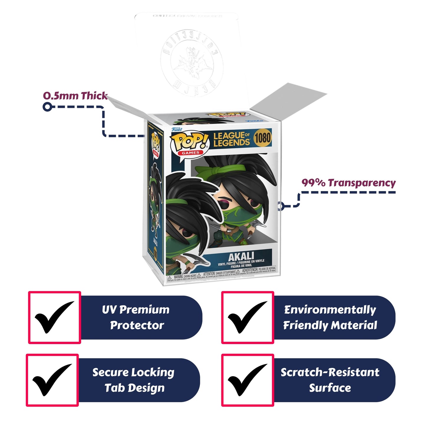 Akali Funko Pop! Games League of Legends - Approx. 4 3/4" Collectible Vinyl Figure #1080 with Display Box Protector Case