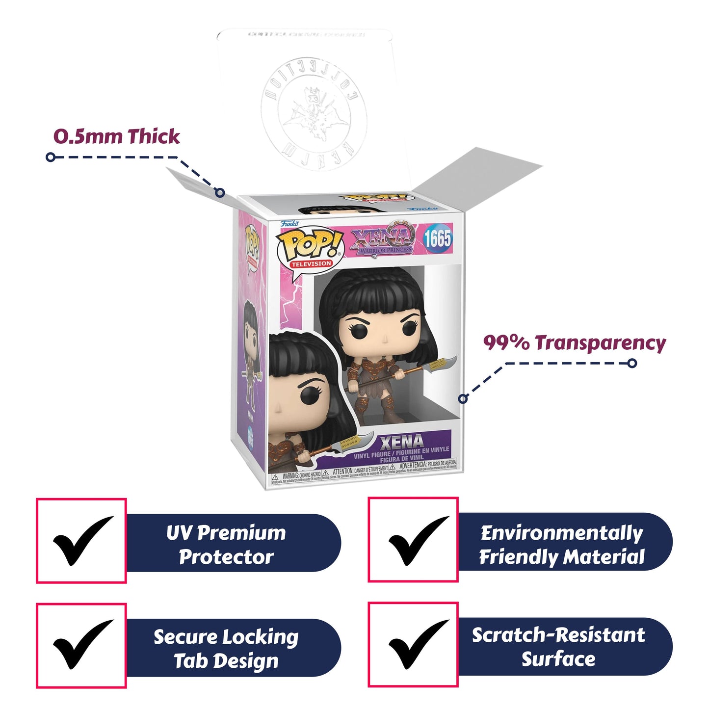 Xena with Spear Funko Pop! Television Xena Warrior Princess - Approx. 4" Collectible Vinyl Figure #1665 with Display Box Protector Case