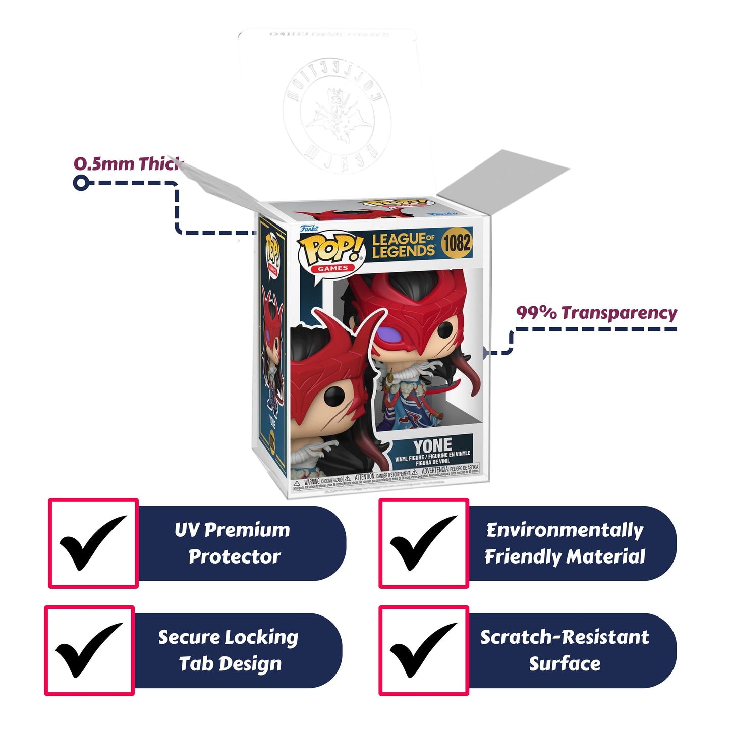 Yone Funko Pop! Games League of Legends - Approx. 4 1/4" Collectible Vinyl Figure #1082 Bundled with Display Box Protector Case