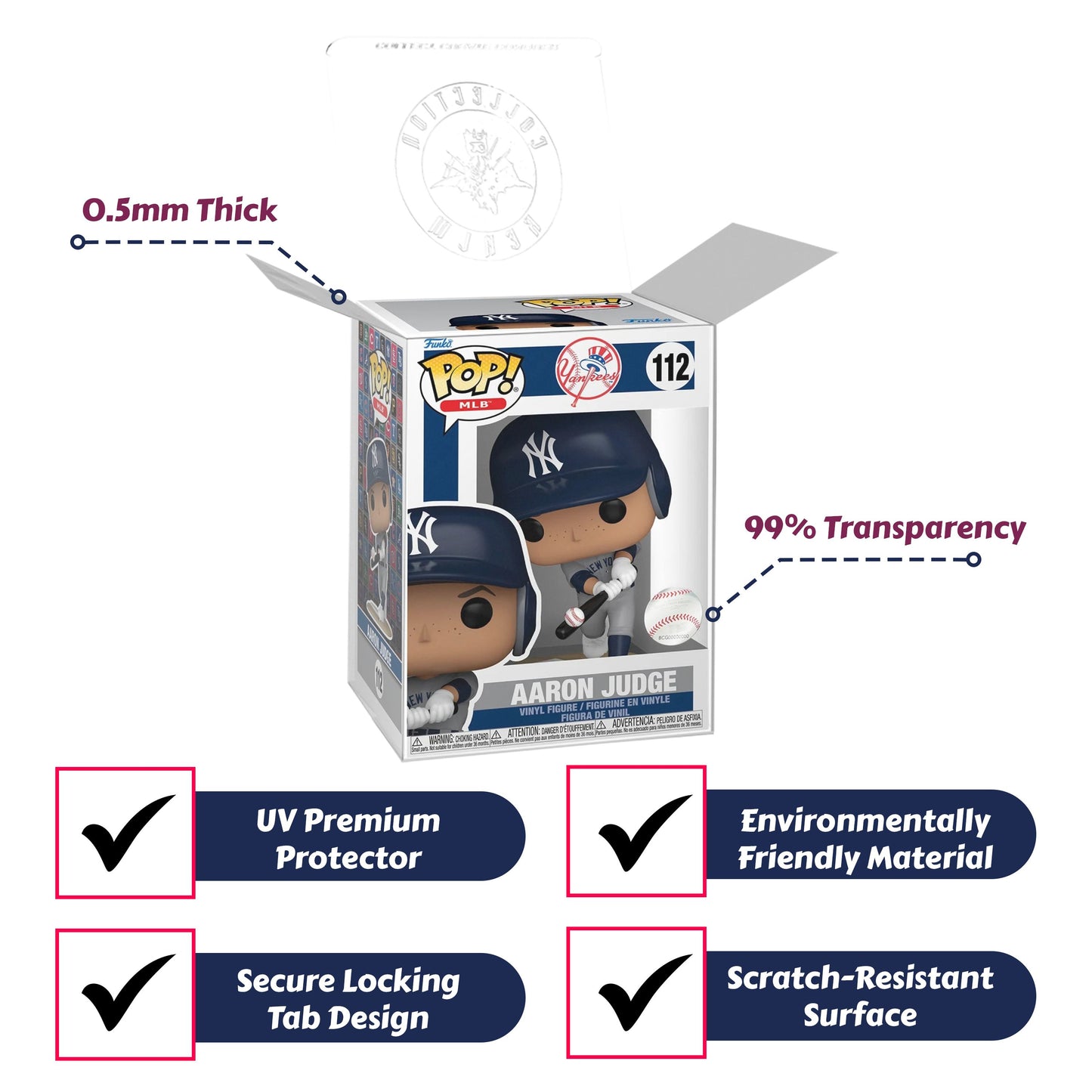 Aaron Judge Funko Pop! Baseball MLB Yankees - Approx. 4" Collectible Vinyl Figure #112 Bundled with Display Box Protector Case