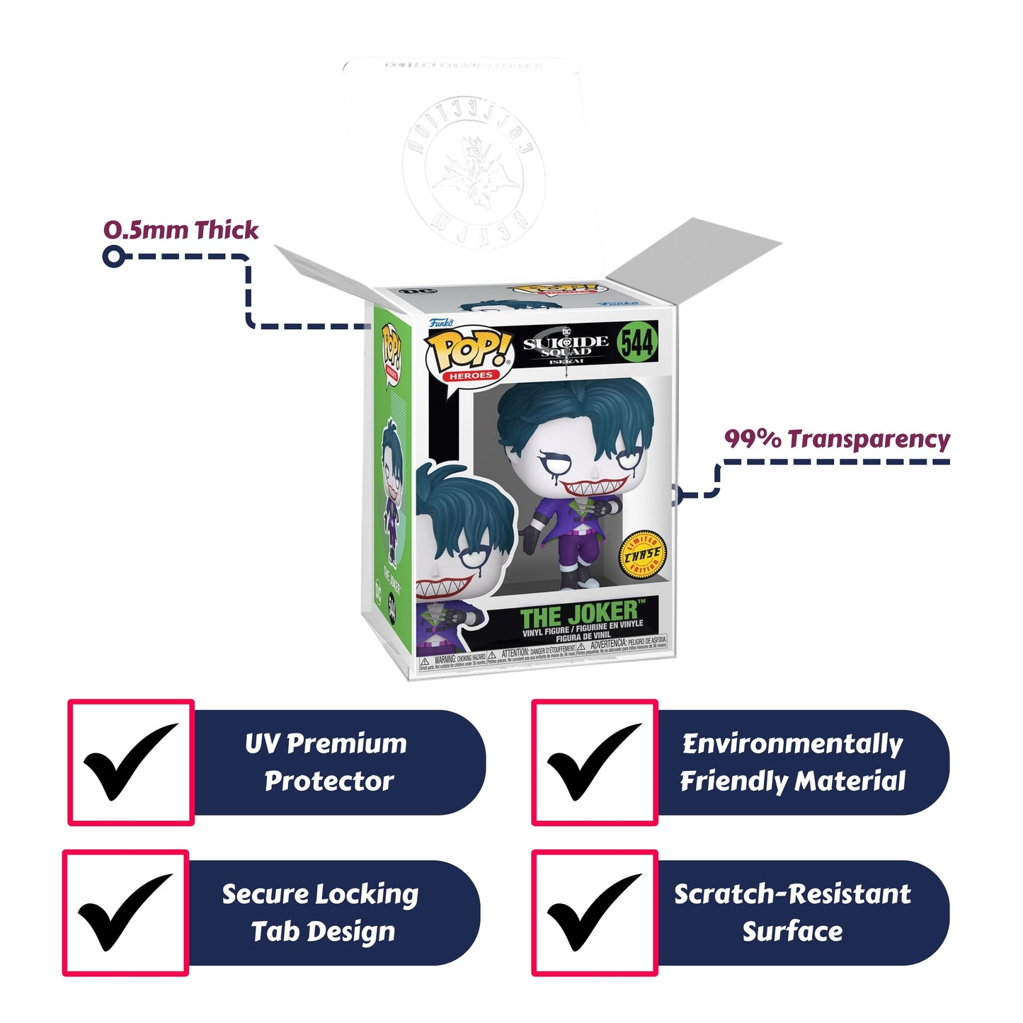 The Joker Funko Pop! Heroes DC Suicide Squad Isekai - Approx. 4 1/2" Chase Limited Edition Collectible Vinyl Figure #544 with Display Box Protector Case