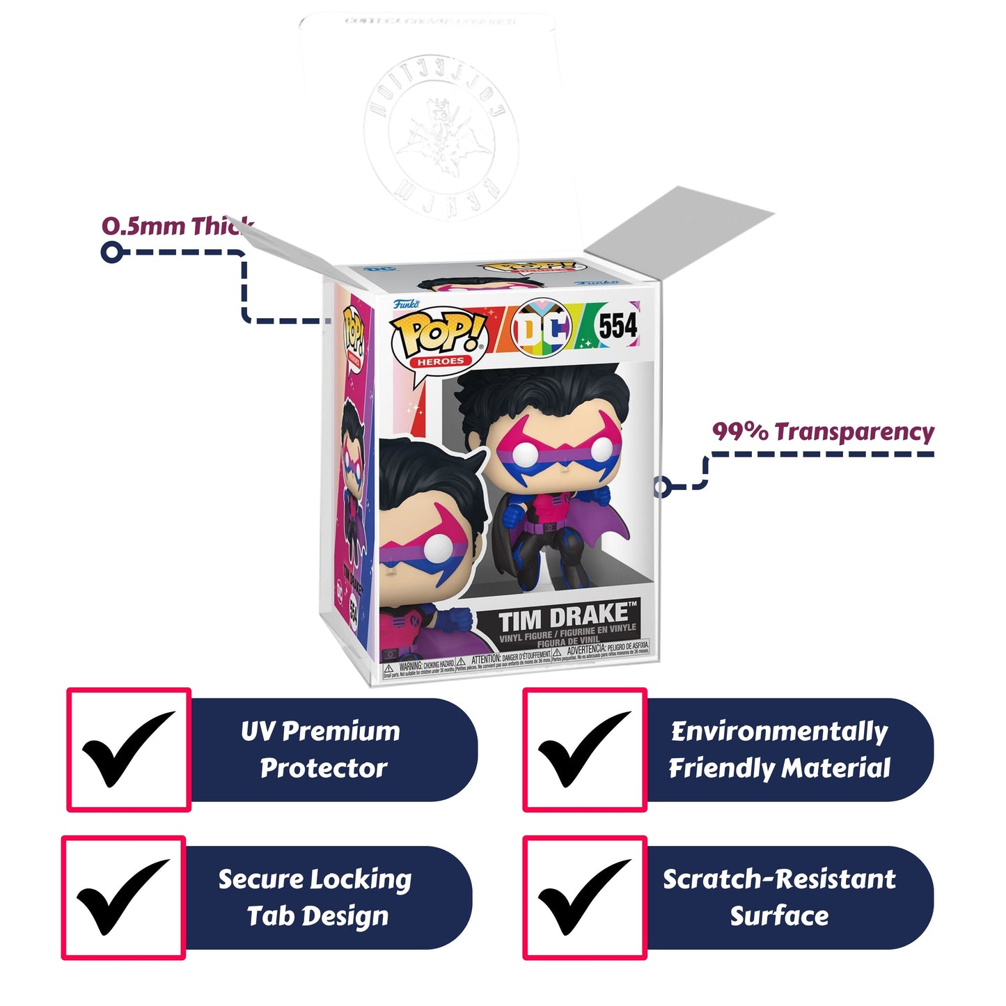 Tim Drake Funko Pop! DC Comics Pride 2025 - Approx. 4 3/4" Collectible Vinyl Figure #554 Bundled with Display Box Protector Case