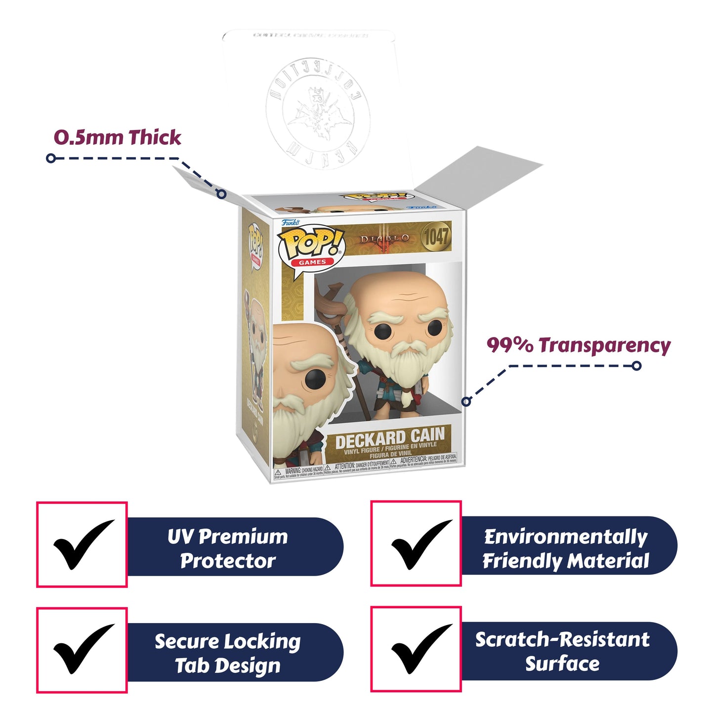 Deckard Cain Funko Pop! Games Diablo 3 - Approx. 3 3/4" Collectible Vinyl Figure #1047 with Display Box Protector Case