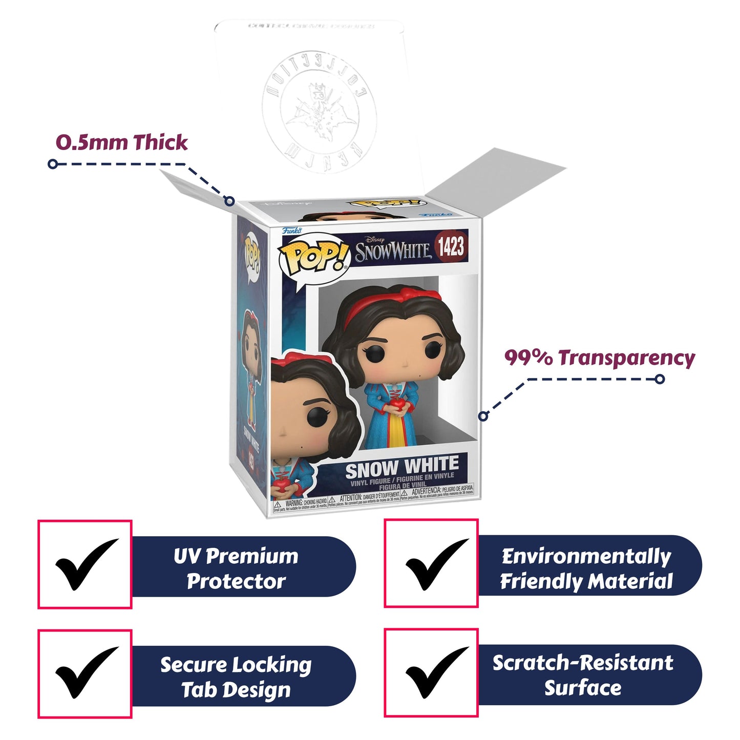 Snow White with Apple Funko Pop! Disney Snow White Live Action - Approx. 4" Collectible Vinyl Figure #1423 Bundled with Display Box Protector Case