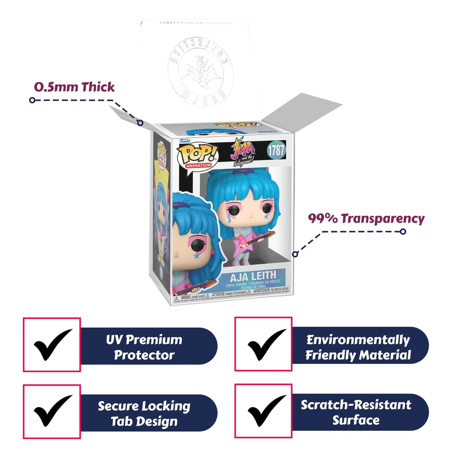 Aja Leith Funko Pop! Animation Jem and the Holograms - Approx. 3 3/4" Collectible Vinyl Figure #1787 with Display Box Protector Case