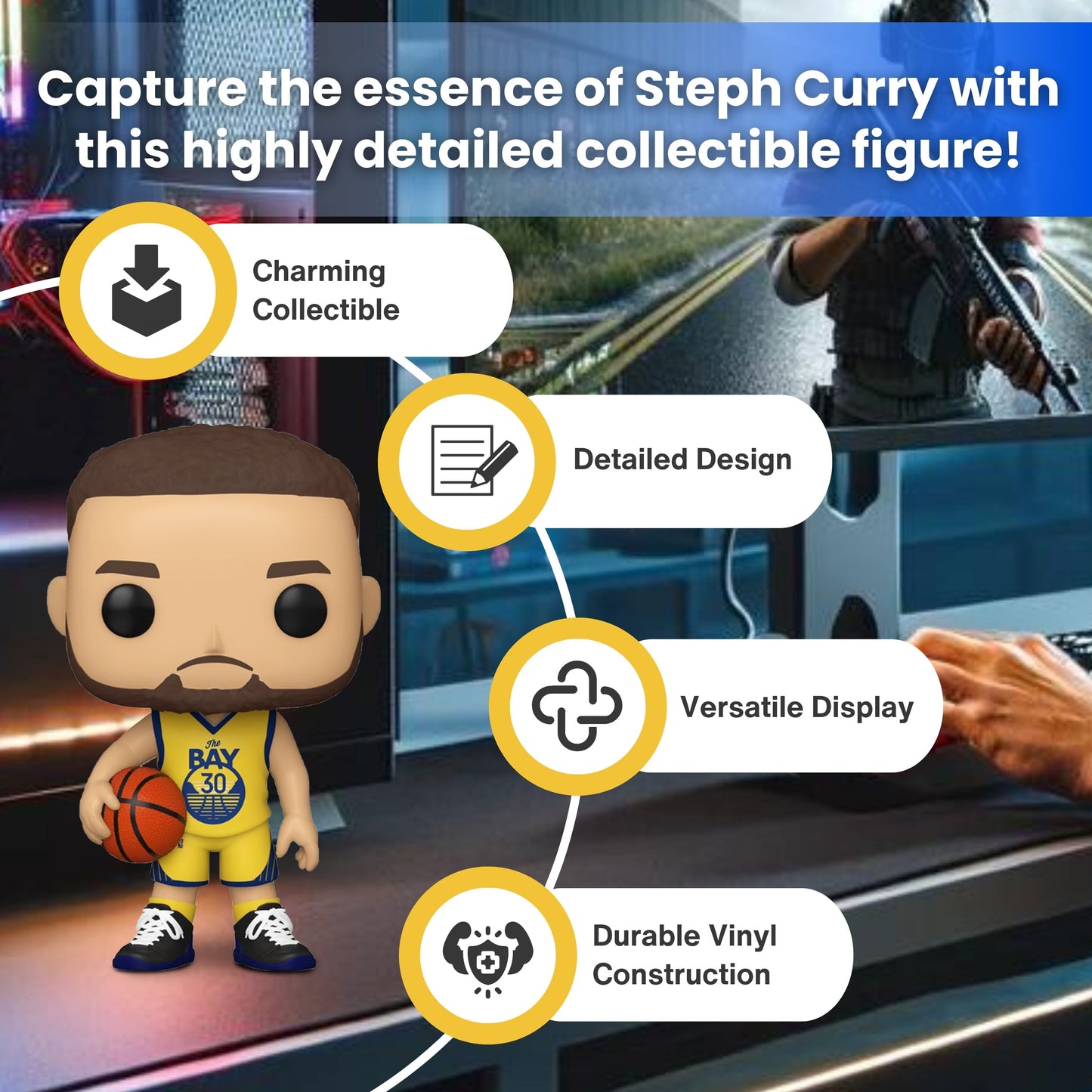 Stephen Curry (Alternate) Funko Pop! Basketball NBA Golden State Warriors - Approx.3 3/4" Collectible Vinyl Figure #95 with Display Box Protector Case
