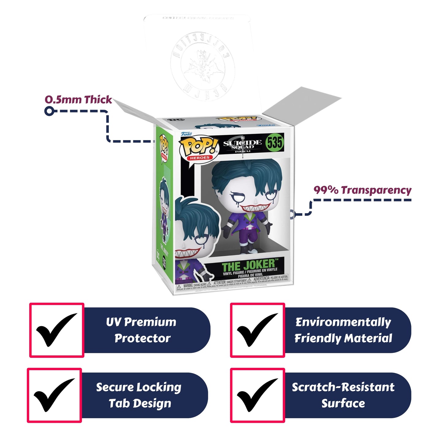 The Joker Funko Pop! Heroes DC Suicide Squad Isekai - Approx. 4 1/2" Collectible Vinyl Figure #535 with Display Box Protector Case