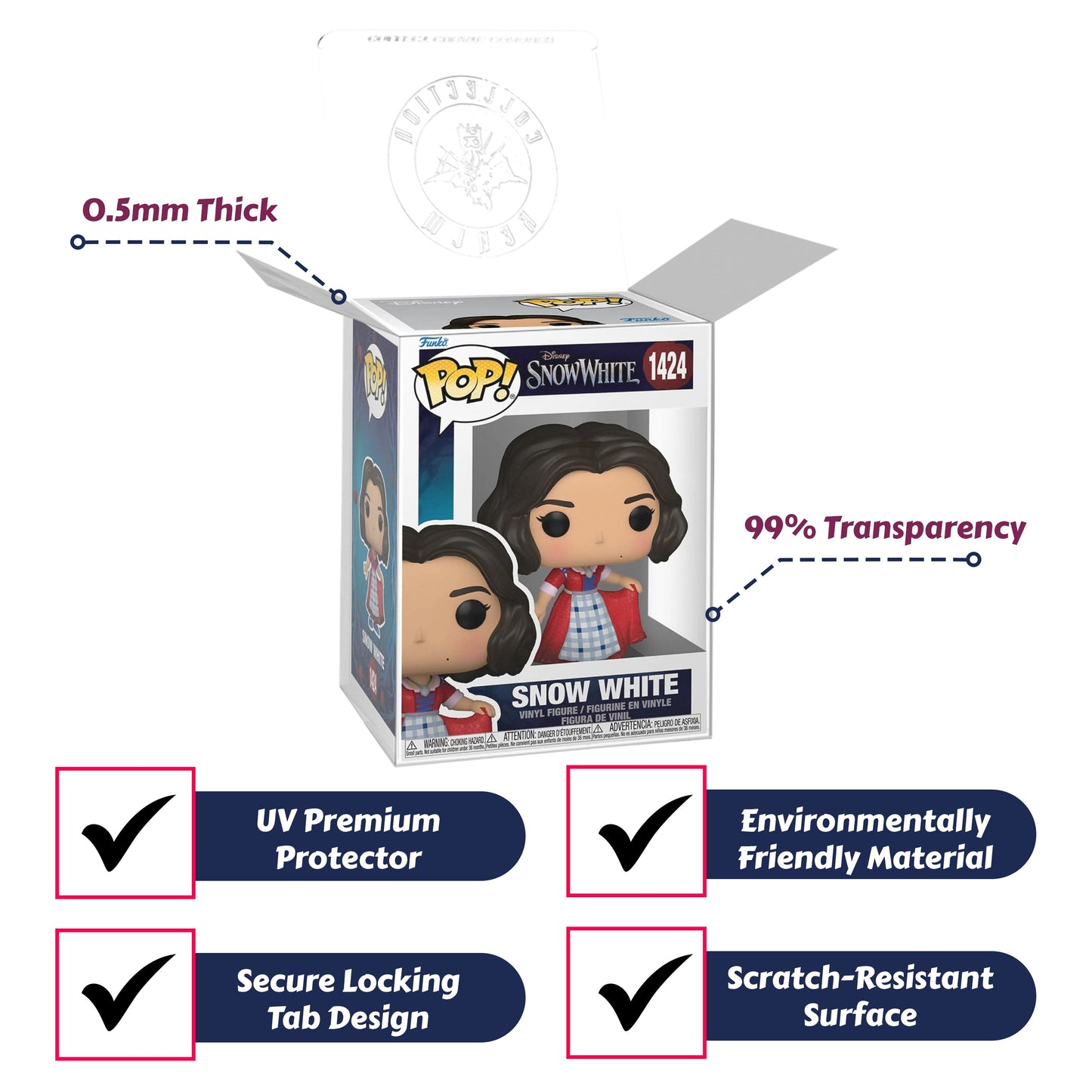 Snow White (Plaid) Funko Pop! Disney Snow White Live Action - Approx. 4" Collectible Vinyl Figure #1424 Bundled with Display Box Protector Case