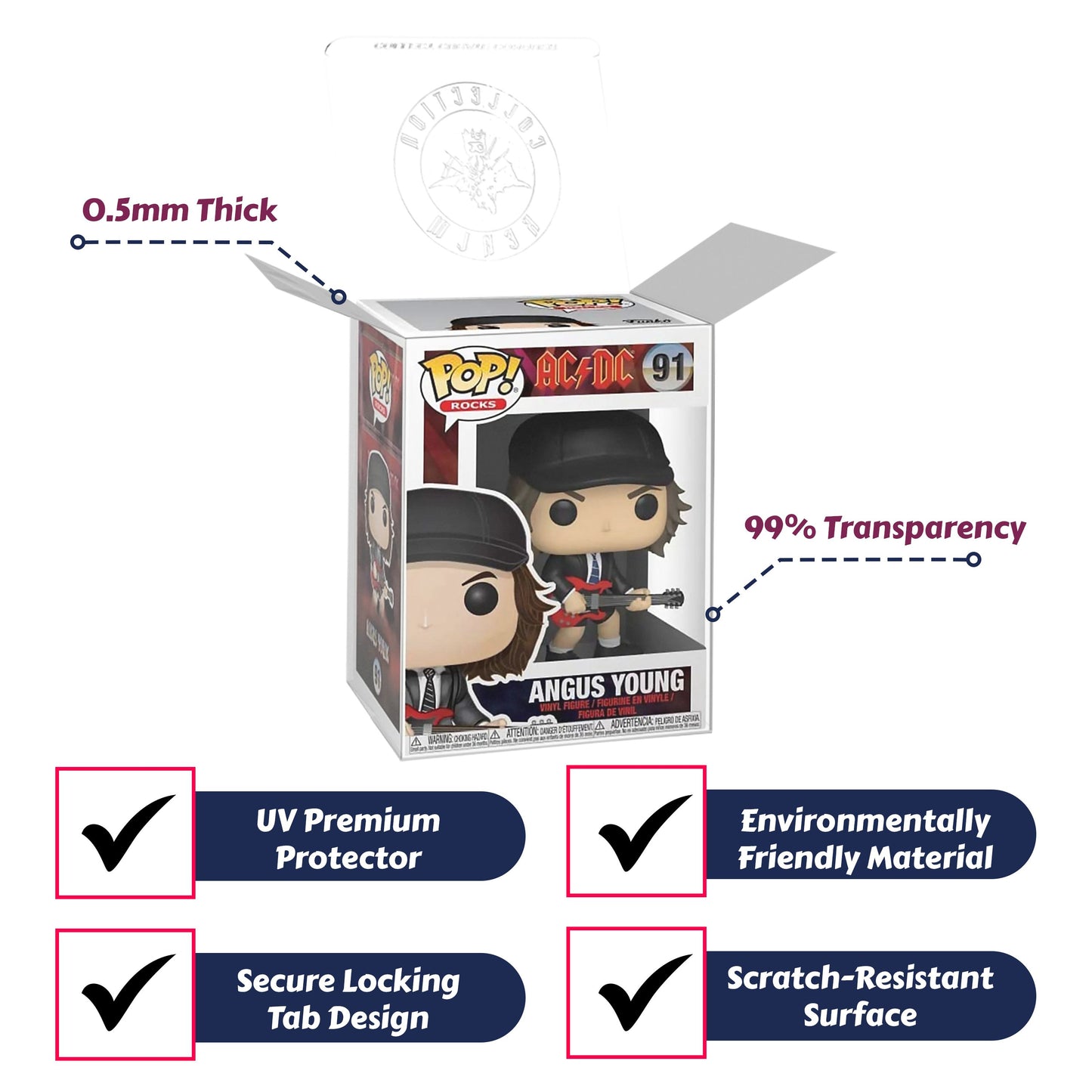 Angus Young Funko Pop! Rocks AC/ DC - Approx. 3 3/4" Collectible Vinyl Figure #91 Bundled with Display Box Protector Case