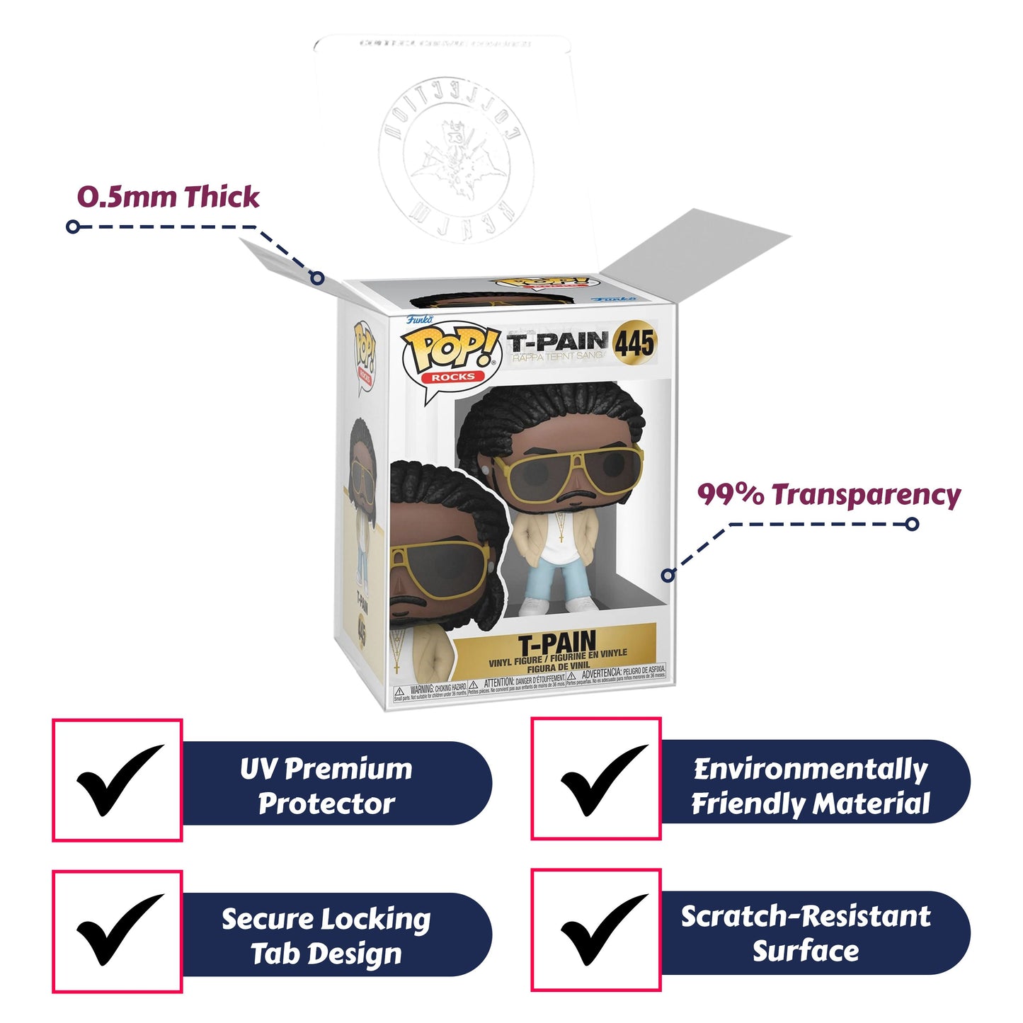 T-Pain (Rappa Ternt Sanga) Funko Pop! Rocks - Approx. 4" Collectible Vinyl Figure #445 with Display Box Protector Case
