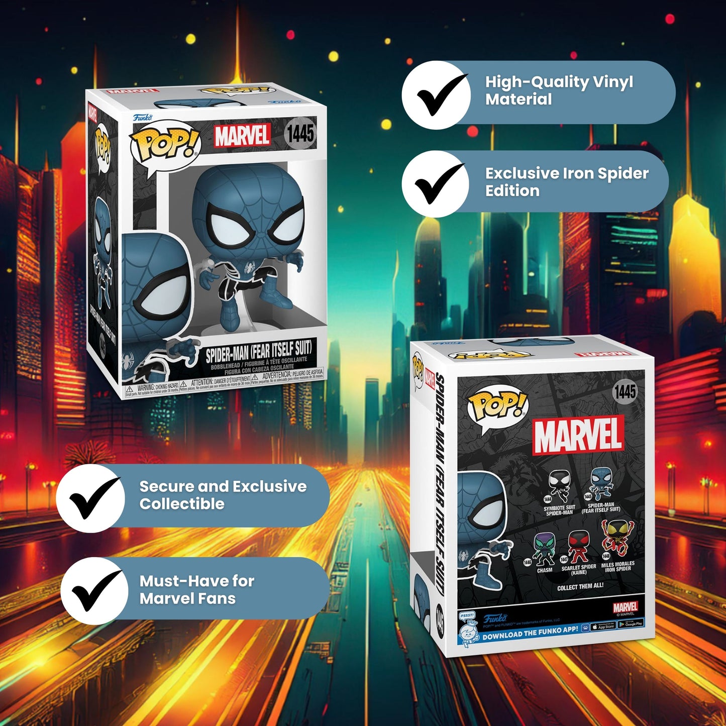 Spider-Man (Fear Itself Suit) Funko Pop! Marvel Comic Spider-Man - Approx. 4" Collectible Vinyl Figure #1445 with Display Box Protector Case