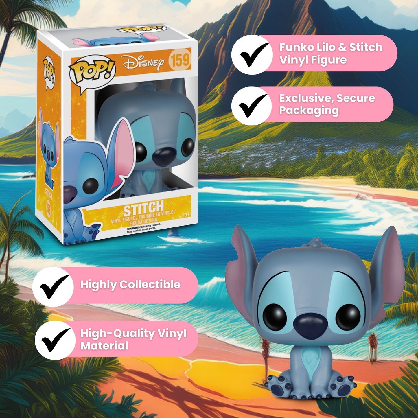Seated Stitch Funko Pop! Disney Lilo and Stitch - Approx. 3 3/4" Collectible Vinyl Figure #159 with Display Box Protector Case