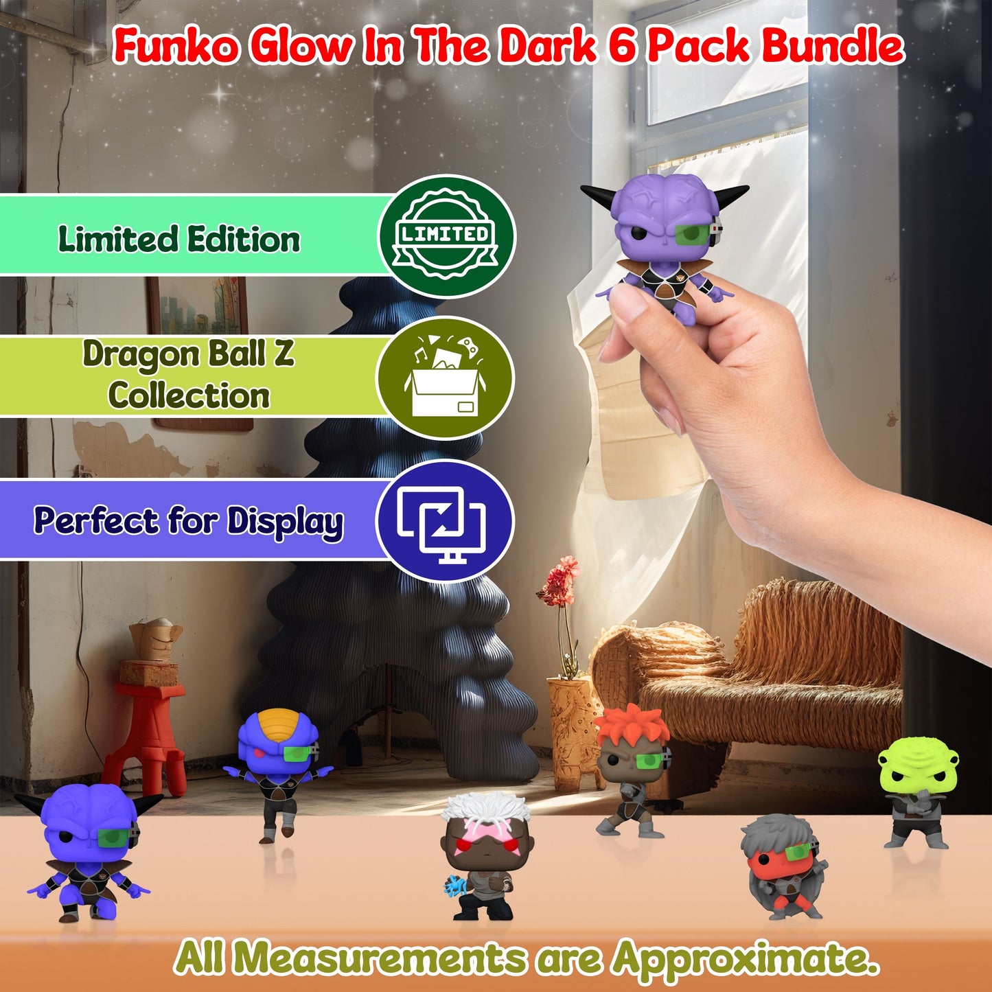 Funko Pop! Animation Dragon Ball Z - Set of 5 (Burter #1494, Ginyu #1493, Guldo #1491, Jiece #1495, and Recoome #1492) Collectible Glow-In-The-Dark Entertainment Earth Exclusive Limited Edition Vinyl Figures