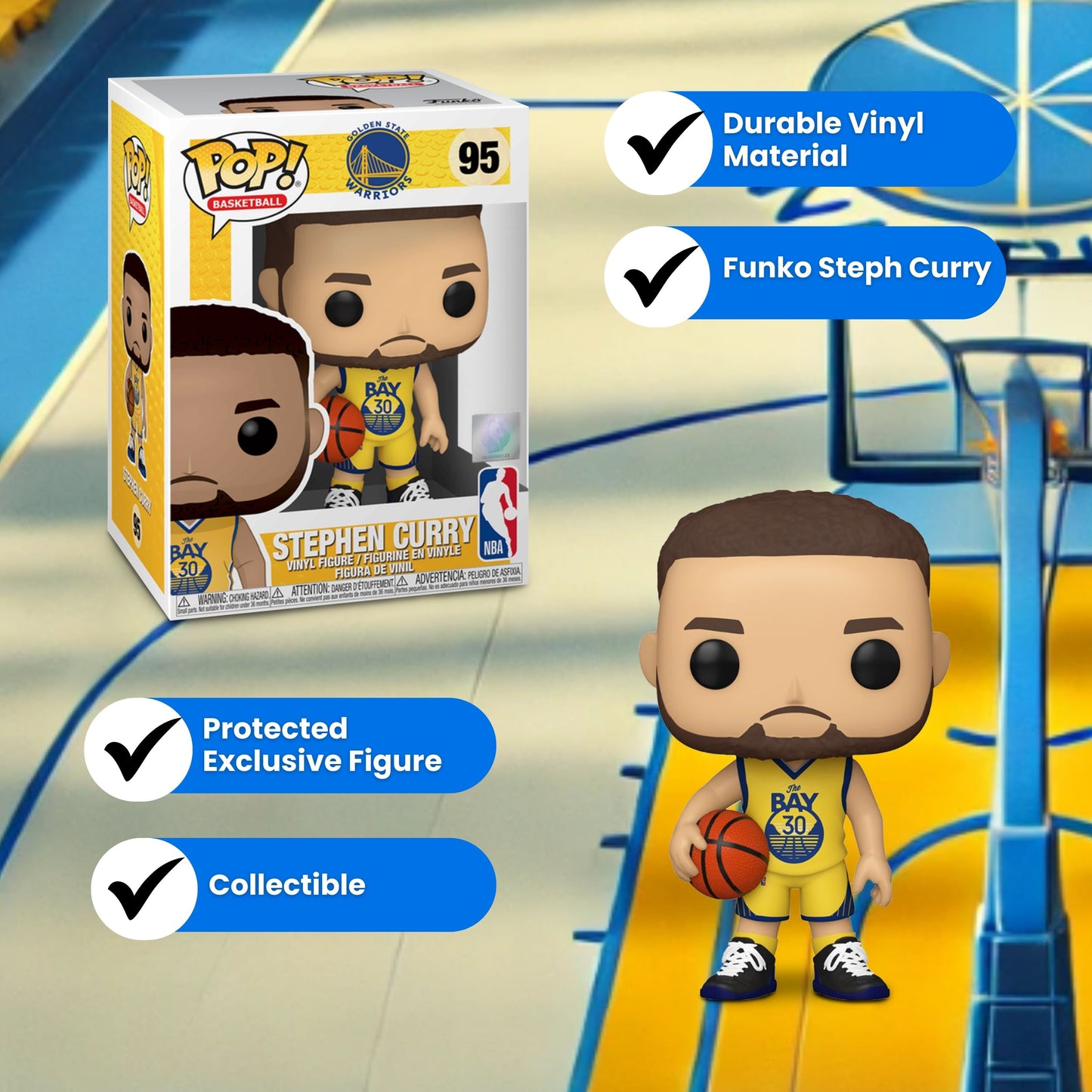 Stephen Curry (Alternate) Funko Pop! Basketball NBA Golden State Warriors - Approx.3 3/4" Collectible Vinyl Figure #95 with Display Box Protector Case