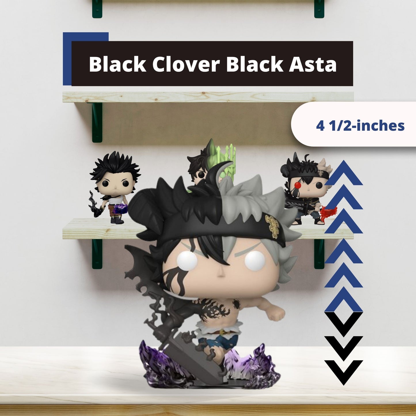 Black Asta Funko Pop! Black Clover - Glows In The Dark Entertainment Earth Exclusive Limited Edition Vinyl Figure #1556 with Display Box Protector Case