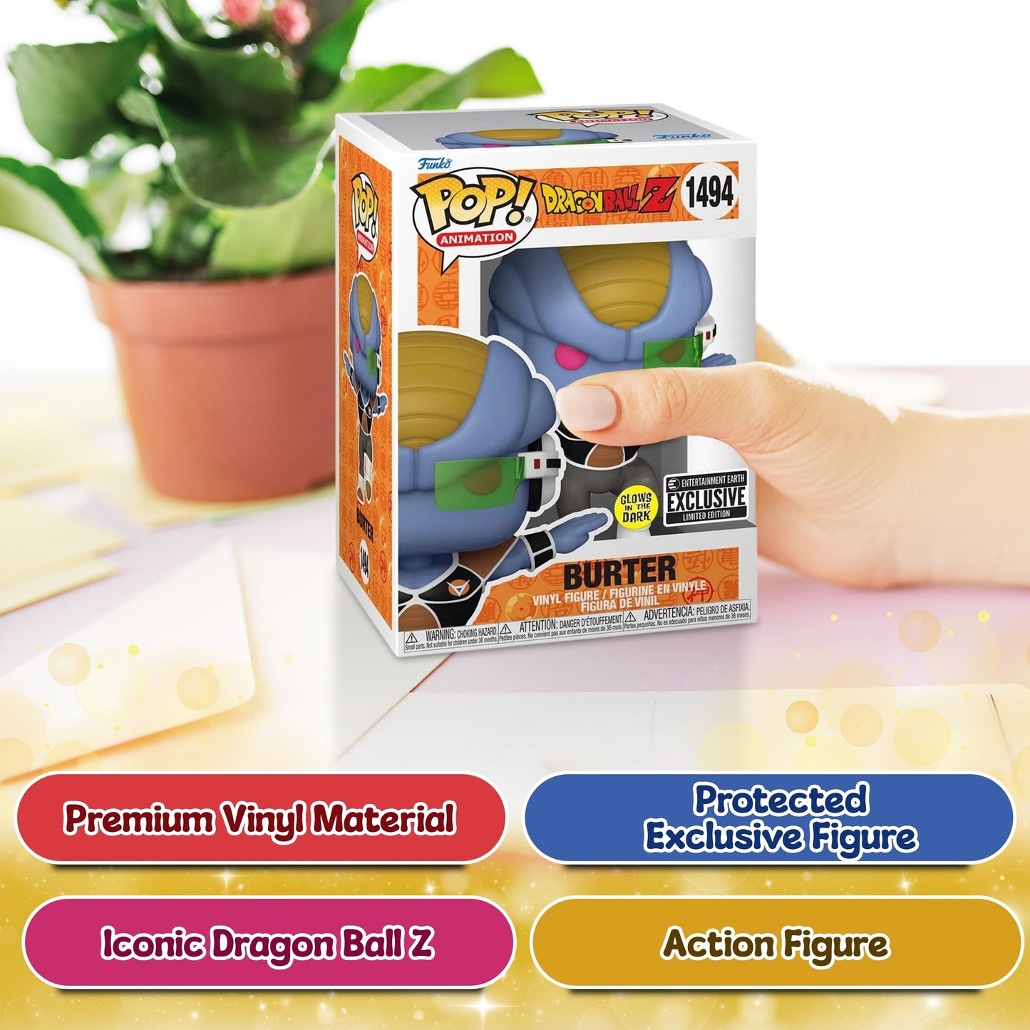 Burter #1494 Funko Pop! Animation Dragon Ball Z - Approx. 4 3/4" Collectible Glows In The Dark Entertainment Earth Exclusive Limited Edition Vinyl Figure