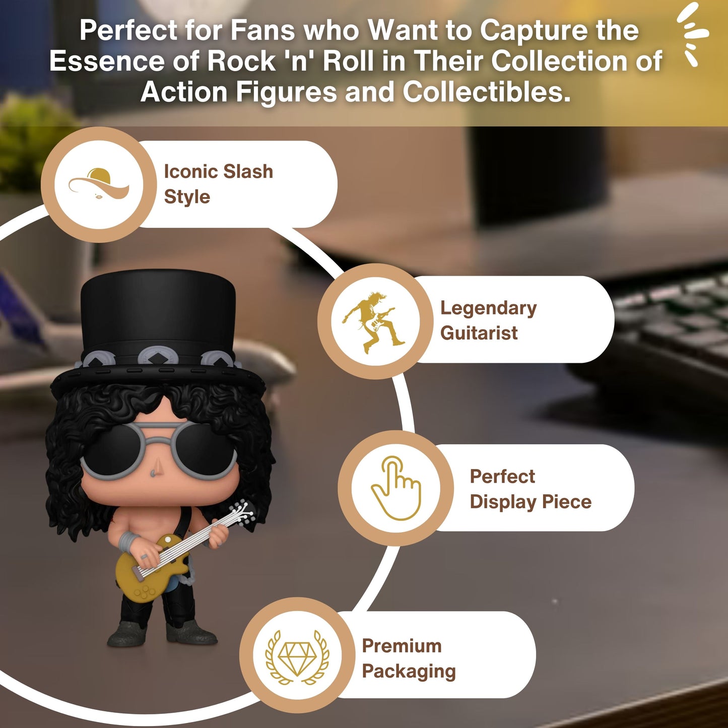 Slash Funko Pop! Rocks Guns N Roses – Iconic Rock Guitarist - Collectible Vinyl Figure #398 with Display Box Protector Case