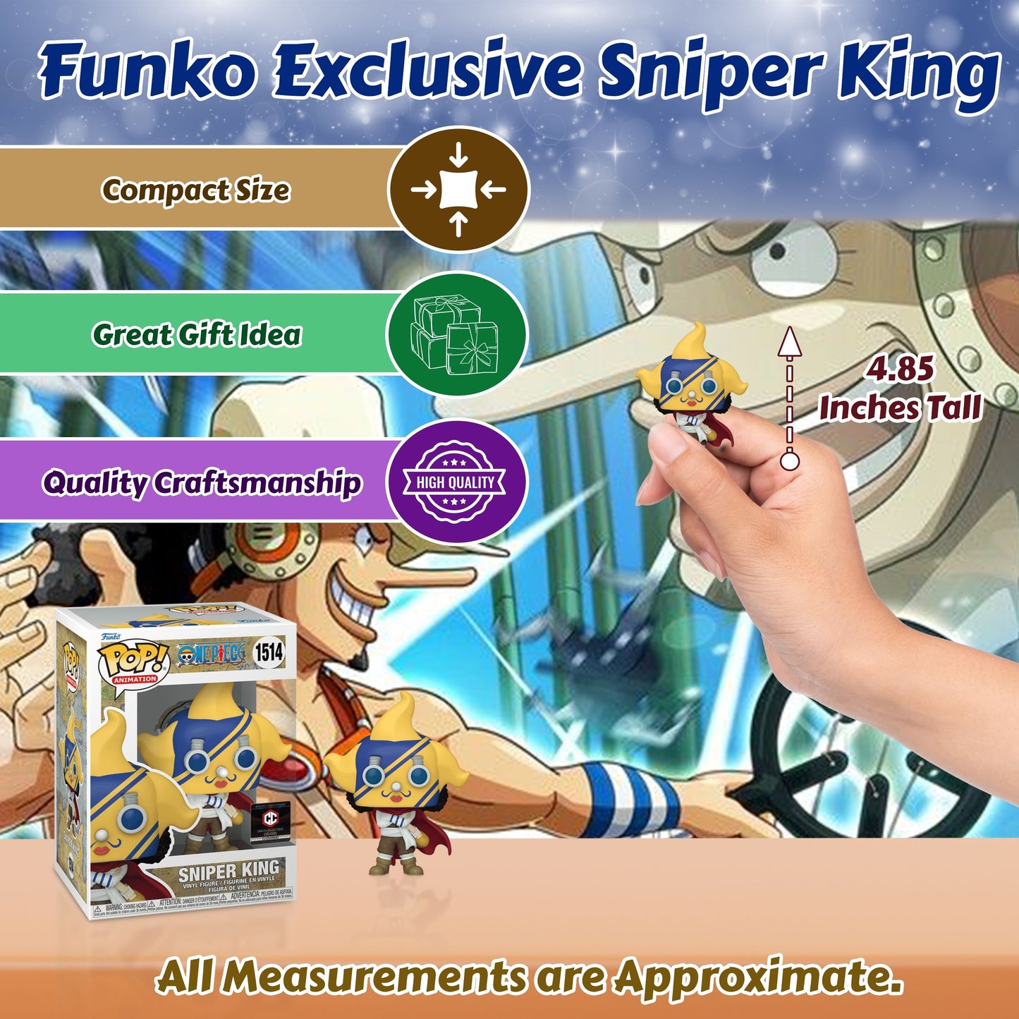 Sniper King #1514 Funko Pop! Animation One Piece - Approx. 4.85" Collectible Exclusive Vinyl Figure