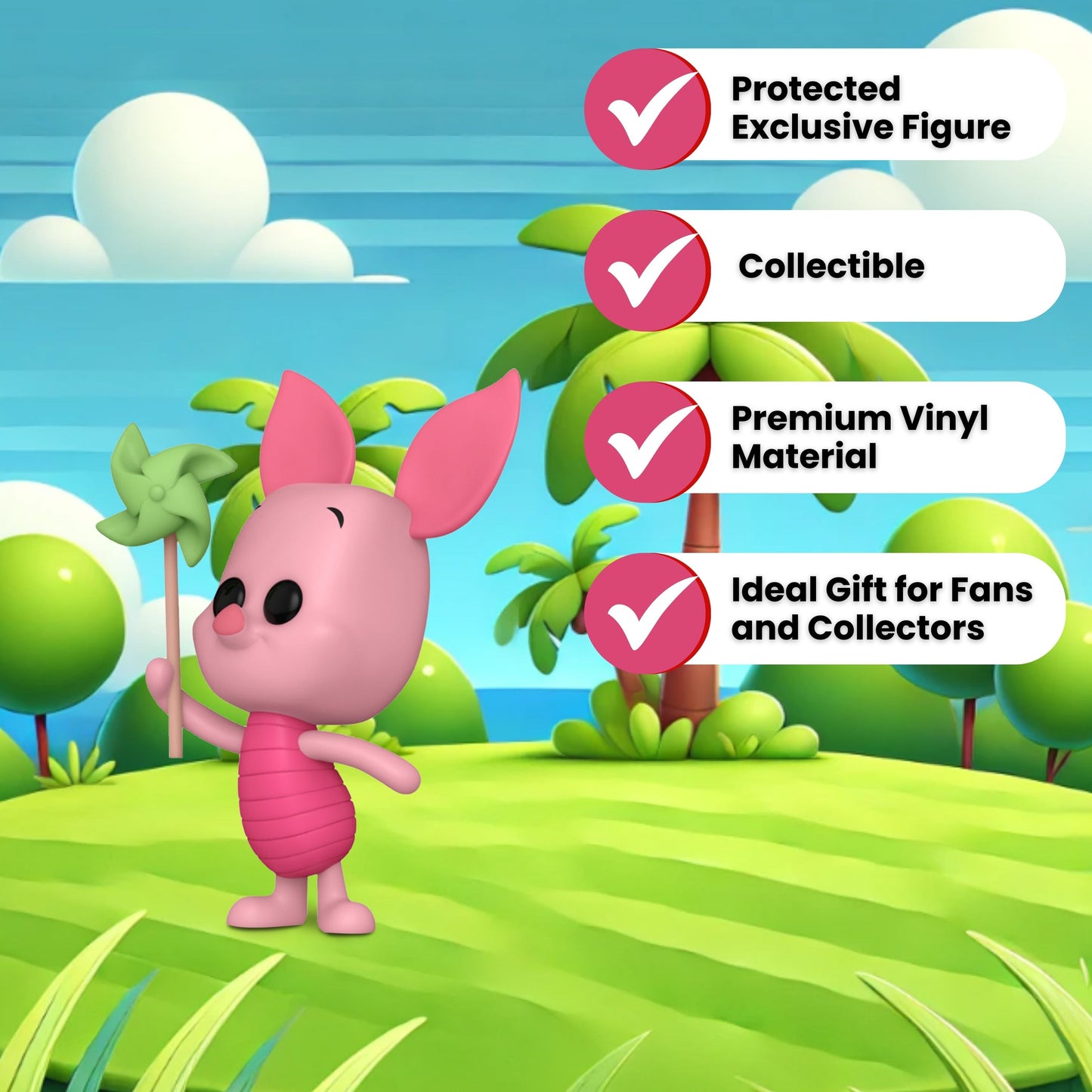 Piglet with Pinwheel Funko Pop! Disney Winnie The Pooh - Approx. 3 1/2" Collectible Vinyl Figure #1514 with Display Box Protector Case