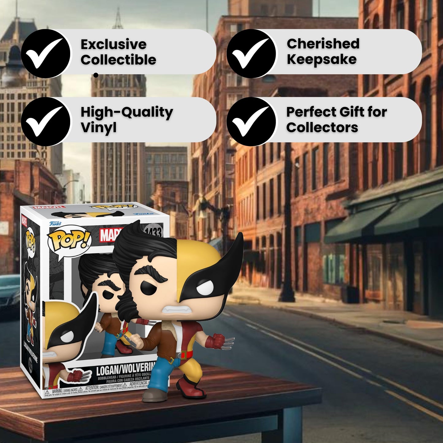 Split Logan/Wolverine Funko Pop! Marvel - Approx. 4 1/4" Collectible Vinyl Figure #1433 with Display Box Protector Case
