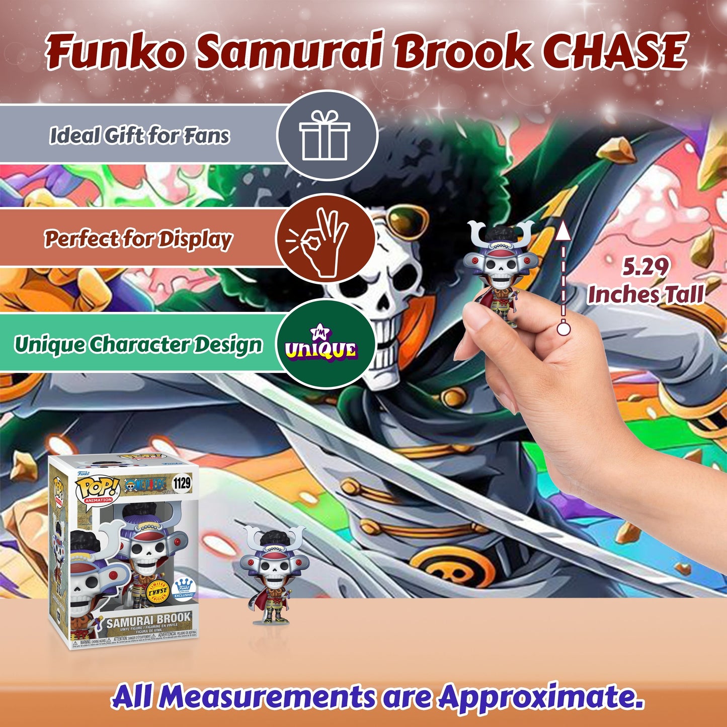 Samurai Brook #1129 Funko Pop! Animation One Piece - Approx. 5.29" Collectible Exclusive Chase Limited Edition Vinyl Figure