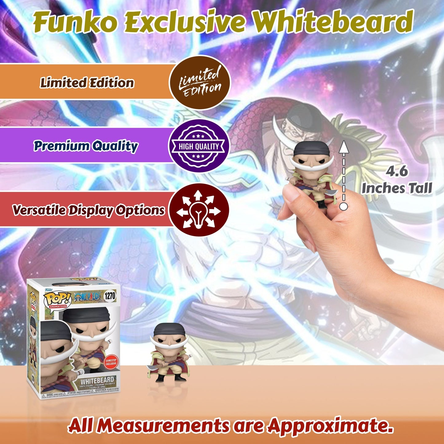 Whitebeard #1270 Funko Pop! Animation One Piece - Approx. 4.6" Collectible Exclusive Vinyl Figure
