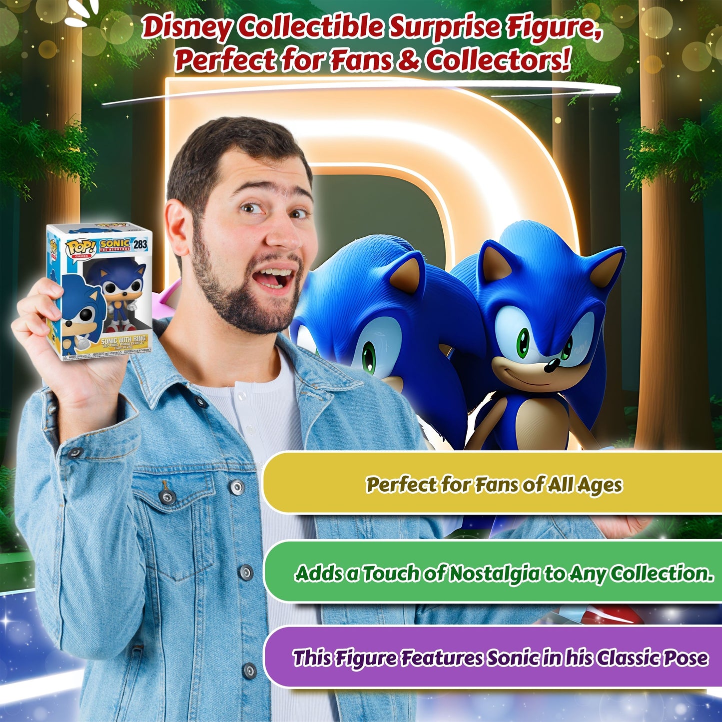 Sonic with Ring Funko Pop! Games Sonic The Hedgehog - Approx. 3 3/4" Collectible Vinyl Figure #283 with Display Box Protector Case