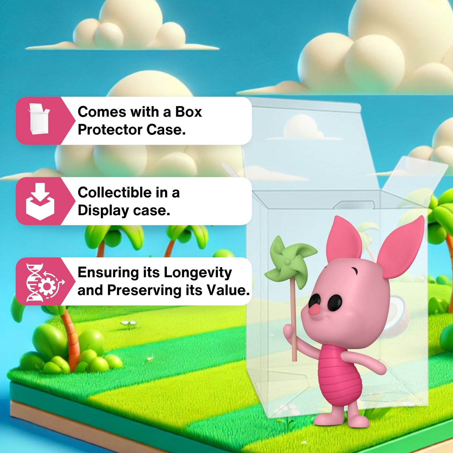 Piglet with Pinwheel Funko Pop! Disney Winnie The Pooh - Approx. 3 1/2" Collectible Vinyl Figure #1514 with Display Box Protector Case