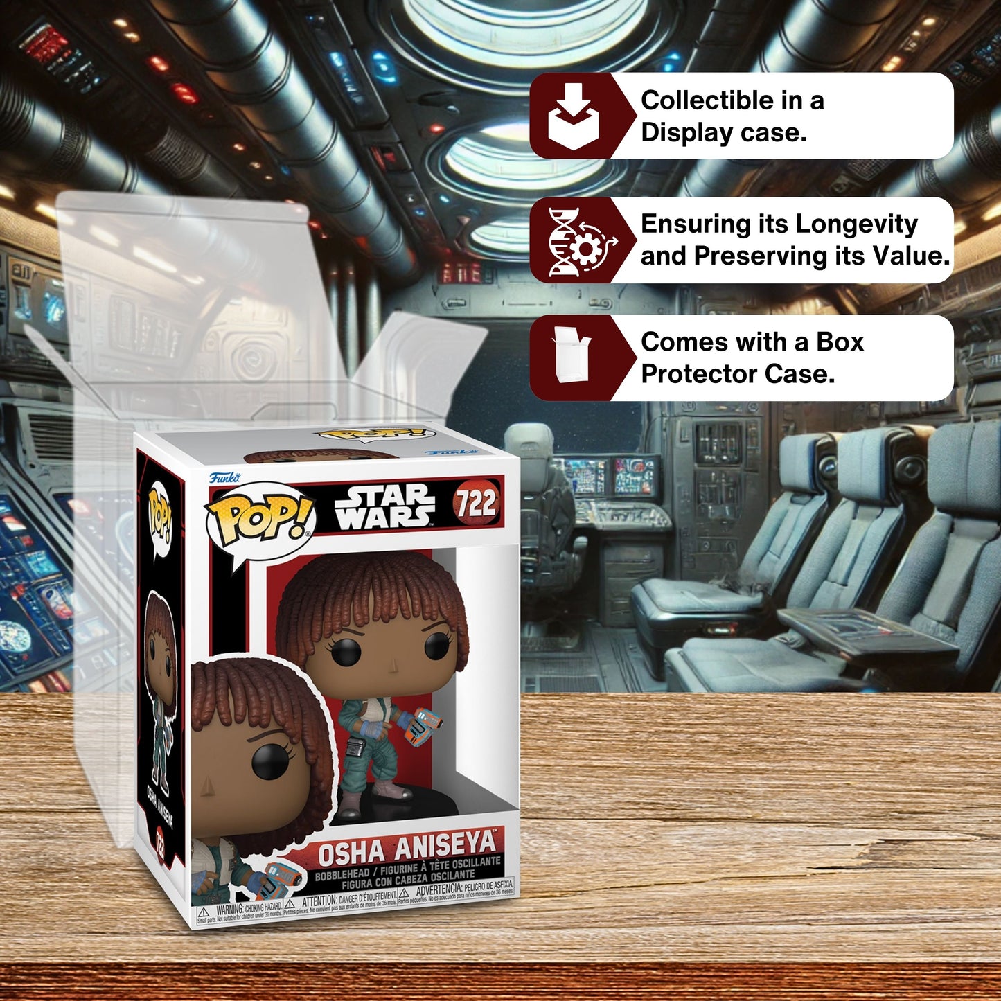 Acolyte Osha Aniseya Funko Pop! Star Wars - Vinyl Figure #722 with Display Box Protector Case
