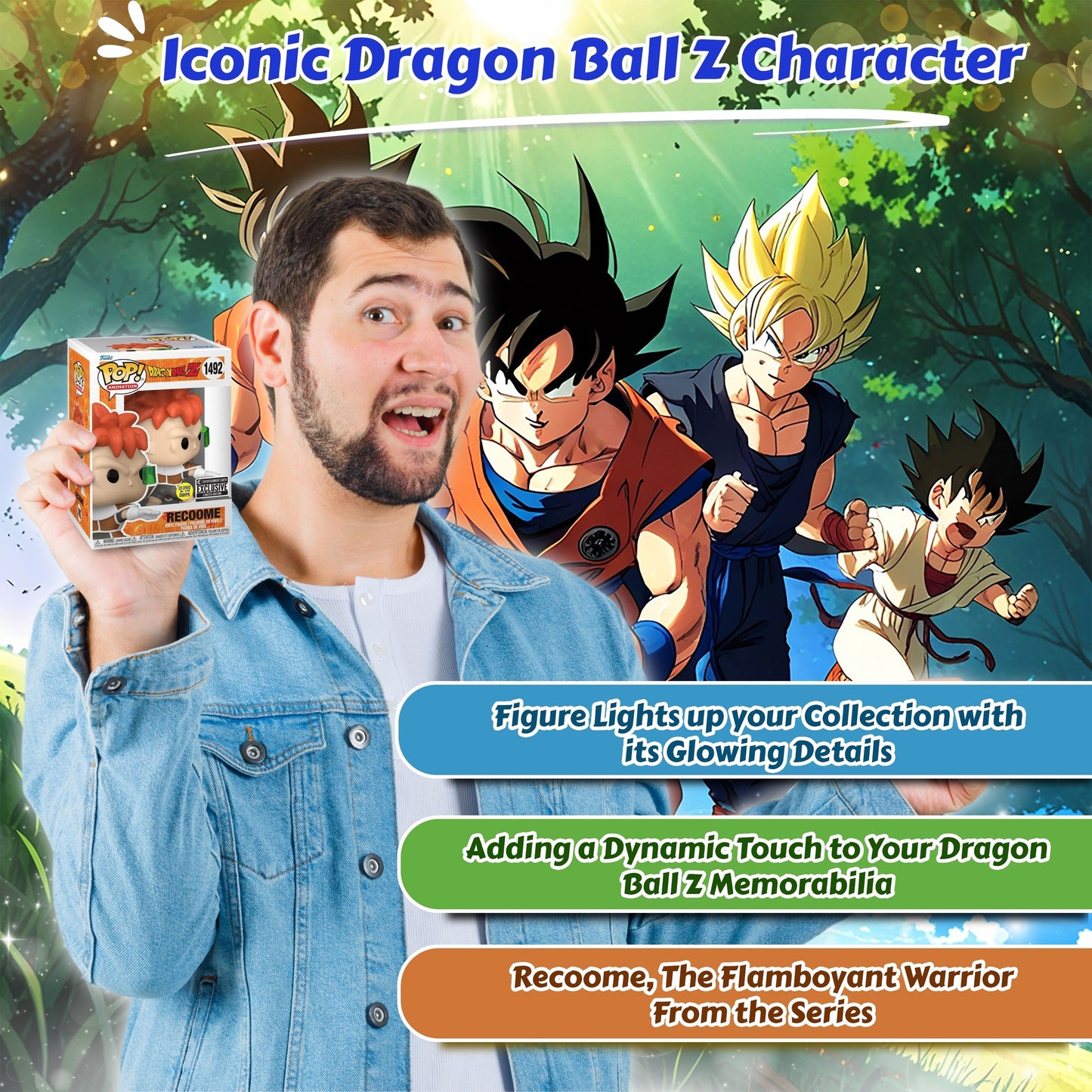 Recoome Funko Pop! Animation Dragon Ball Z - Approx. 4 3/4" Collectible Glows In The Dark Entertainment Earth Exclusive Limited Edition Vinyl Figure #1492 with Display Box Protector Case