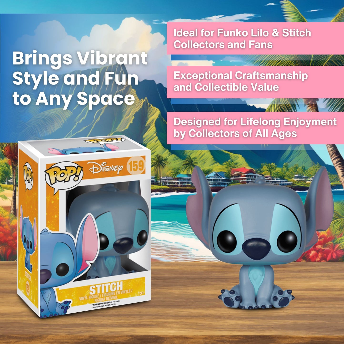 Seated Stitch Funko Pop! Disney Lilo and Stitch - Approx. 3 3/4" Collectible Vinyl Figure #159 with Display Box Protector Case