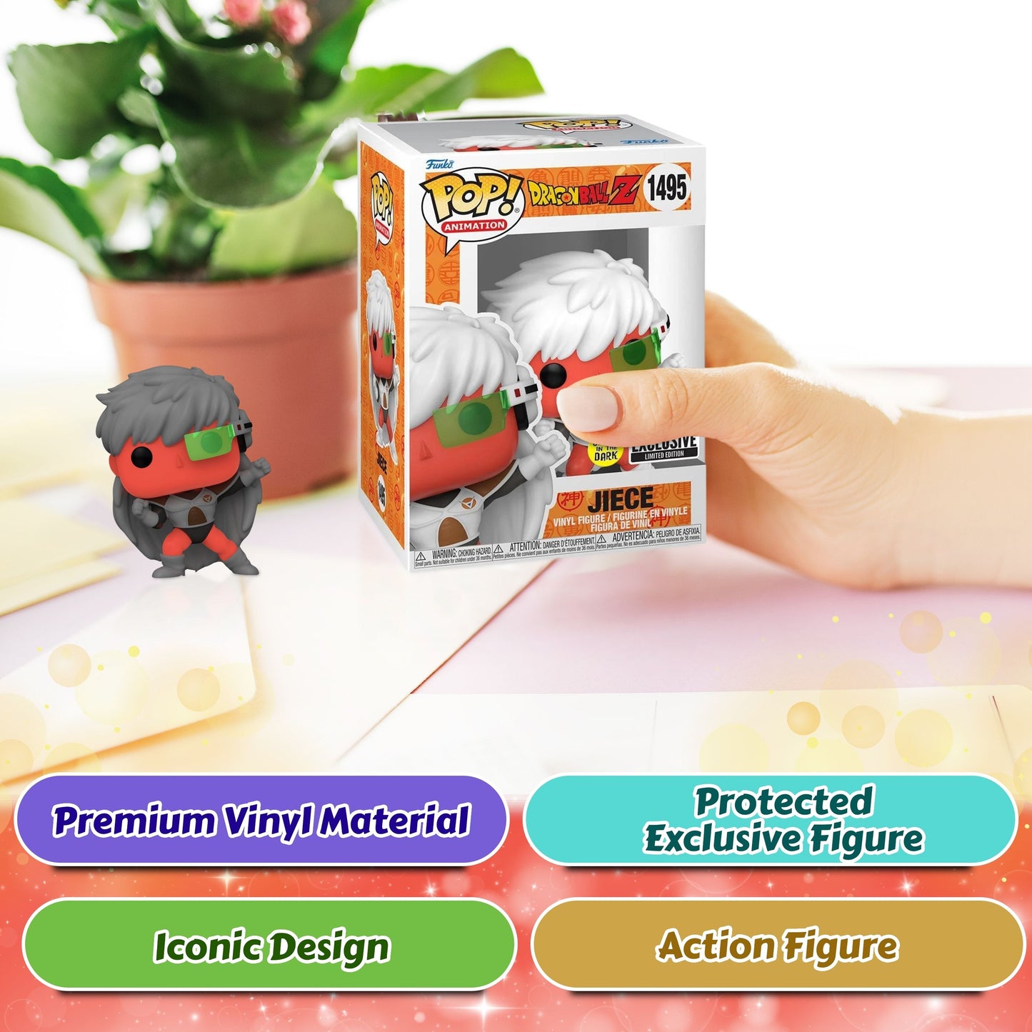 Jiece Funko Pop! Animation Dragon Ball Z - Approx. 3 3/4" Collectible Glows In The Dark Entertainment Earth Exclusive Limited Edition Vinyl Figure #1495 with Display Box Protector Case