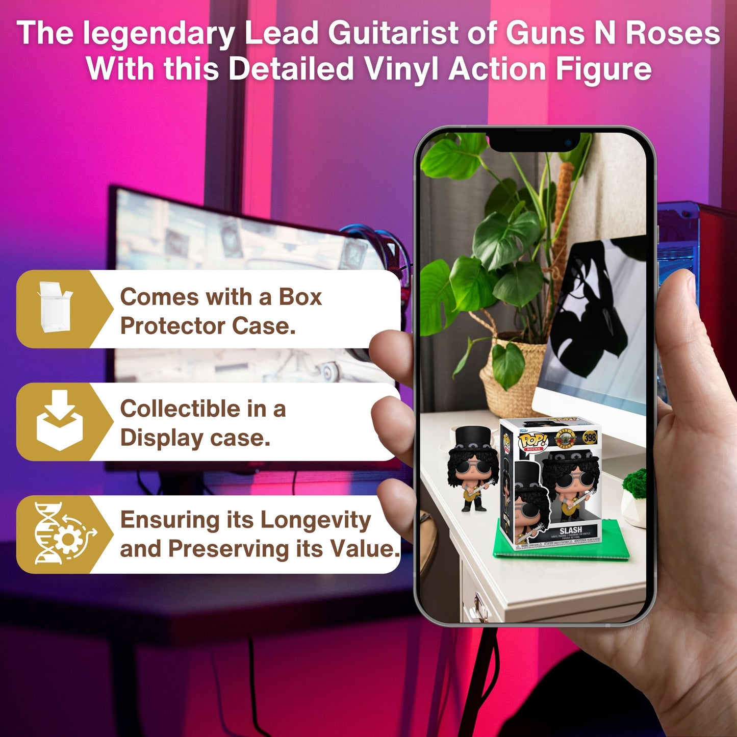 Slash Funko Pop! Rocks Guns N Roses – Iconic Rock Guitarist - Collectible Vinyl Figure #398 with Display Box Protector Case