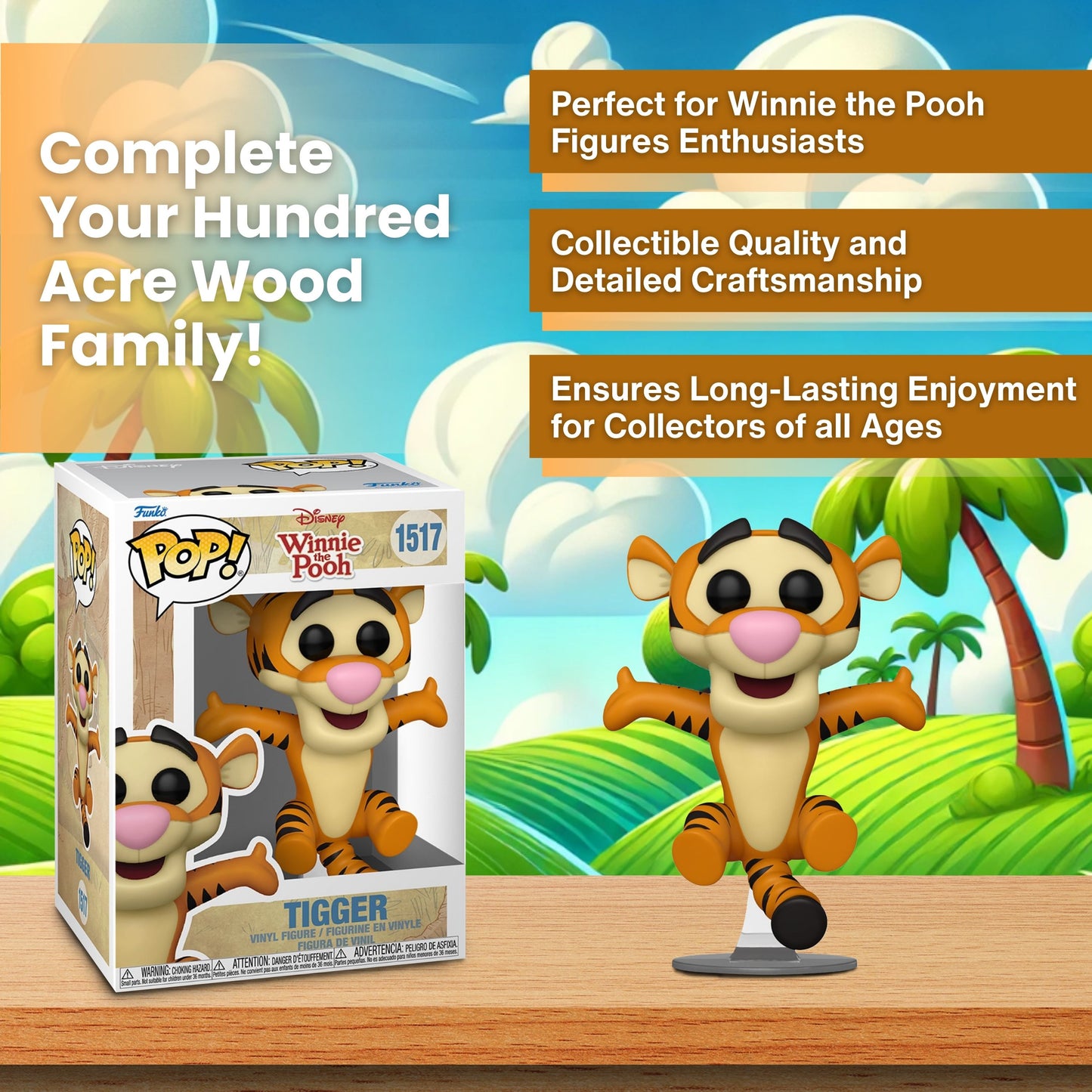 Tigger Funko Pop! Disney Winnie The Pooh - Approx. 4 1/2" Collectible Vinyl Figure #1517 with Display Box Protector Case