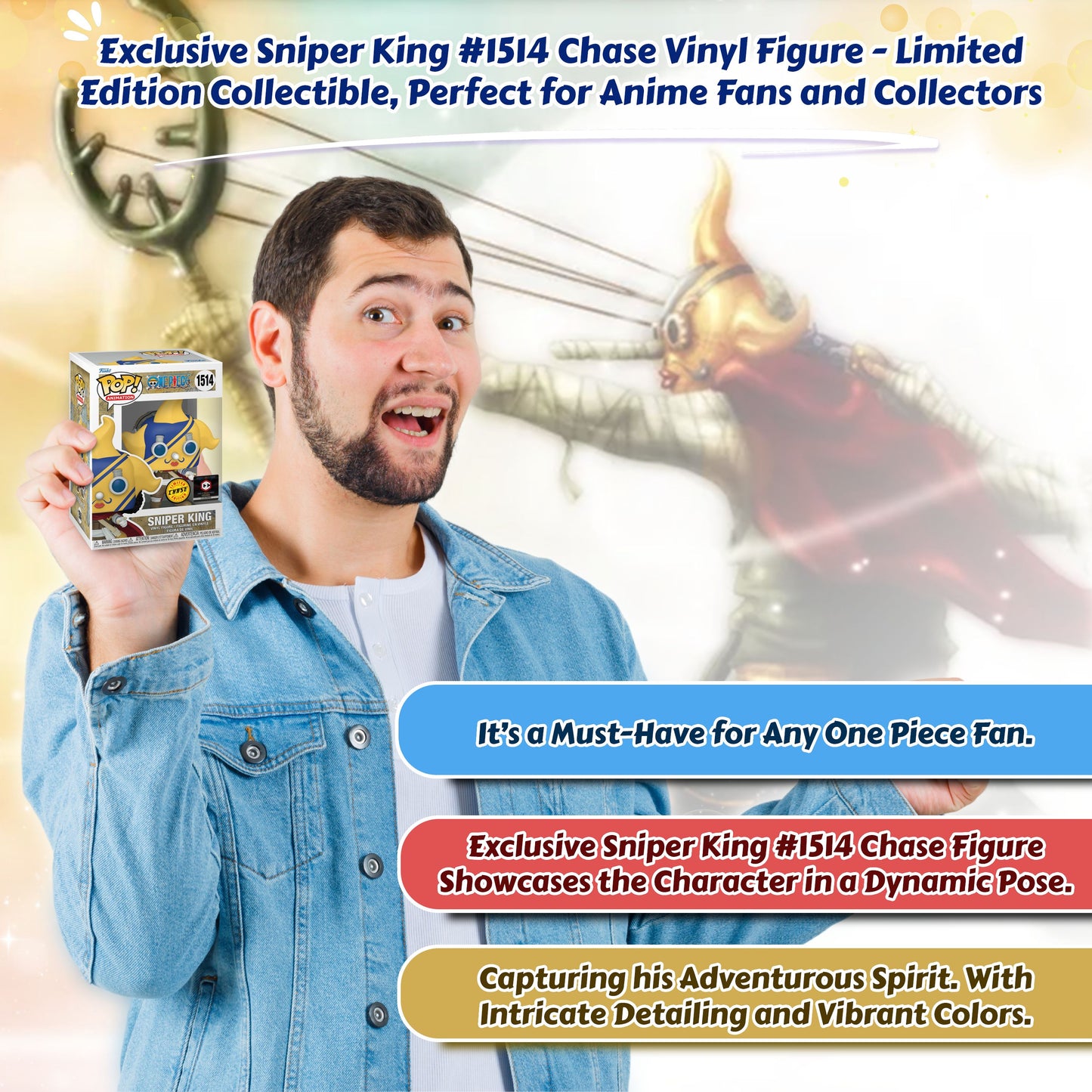 Sniper King #1514 Funko Pop! Animation One Piece - Approx. 4.85" Collectible Exclusive Chase Limited Edition Vinyl Figure