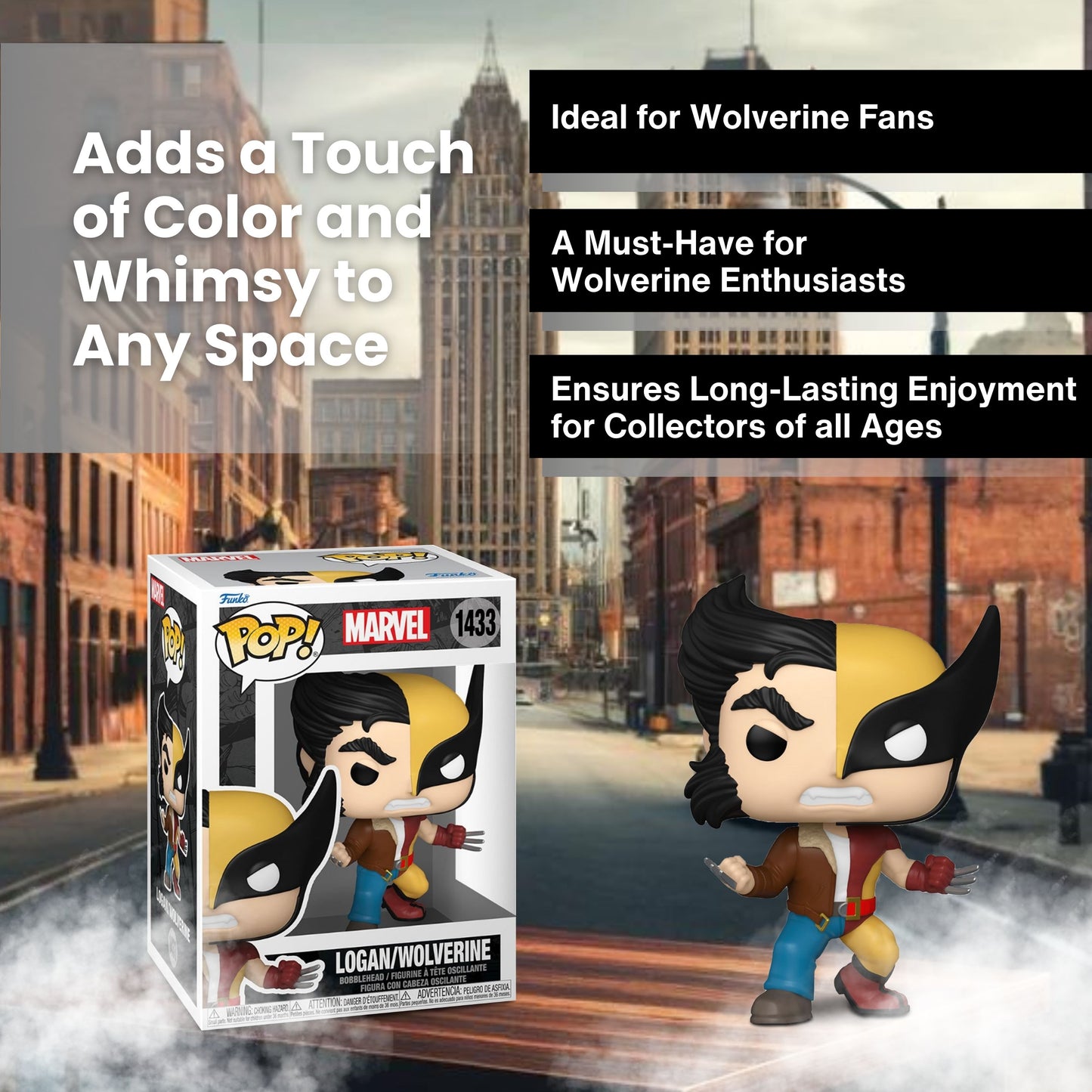 Split Logan/Wolverine Funko Pop! Marvel - Approx. 4 1/4" Collectible Vinyl Figure #1433 with Display Box Protector Case