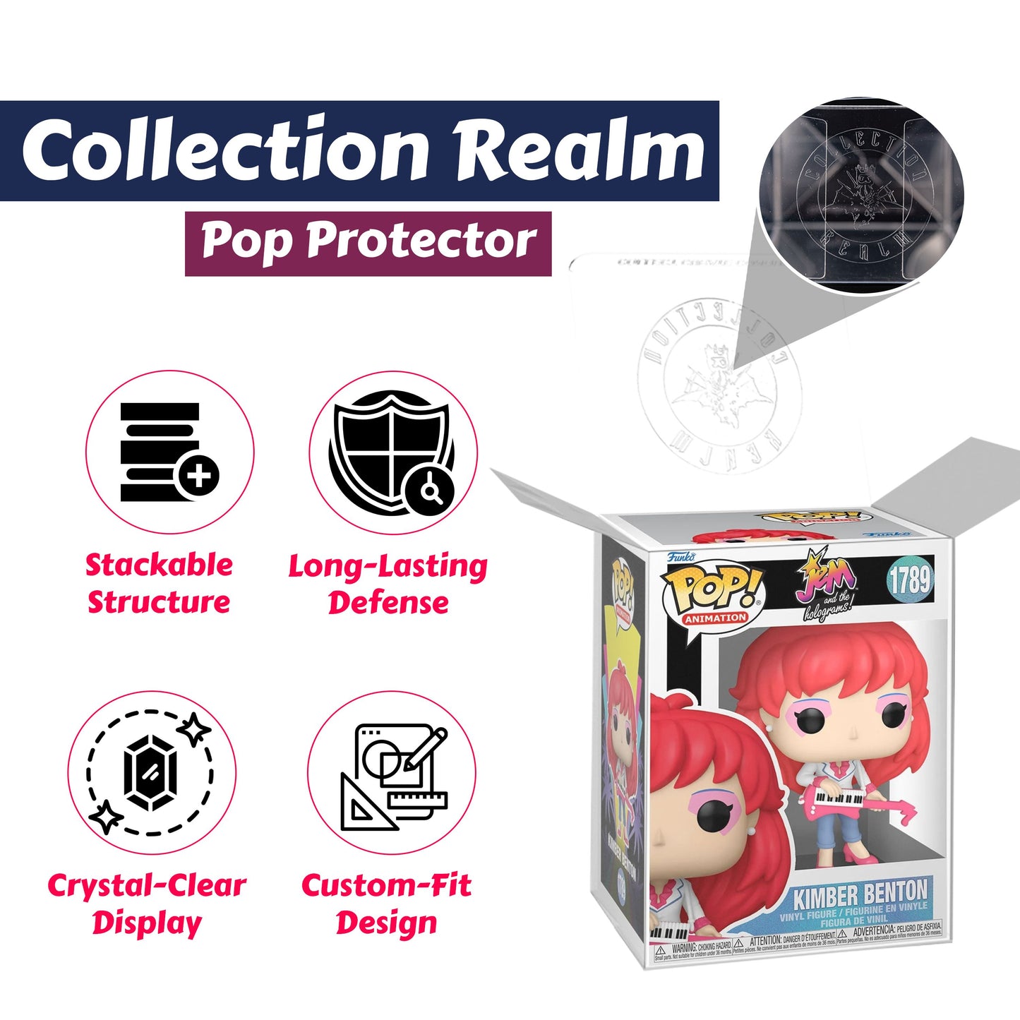 Kimber Benton Funko Pop! Animation Jem and the Holograms - Approx. 3 3/4" Collectible Vinyl Figure #1789 with Display Box Protector Case