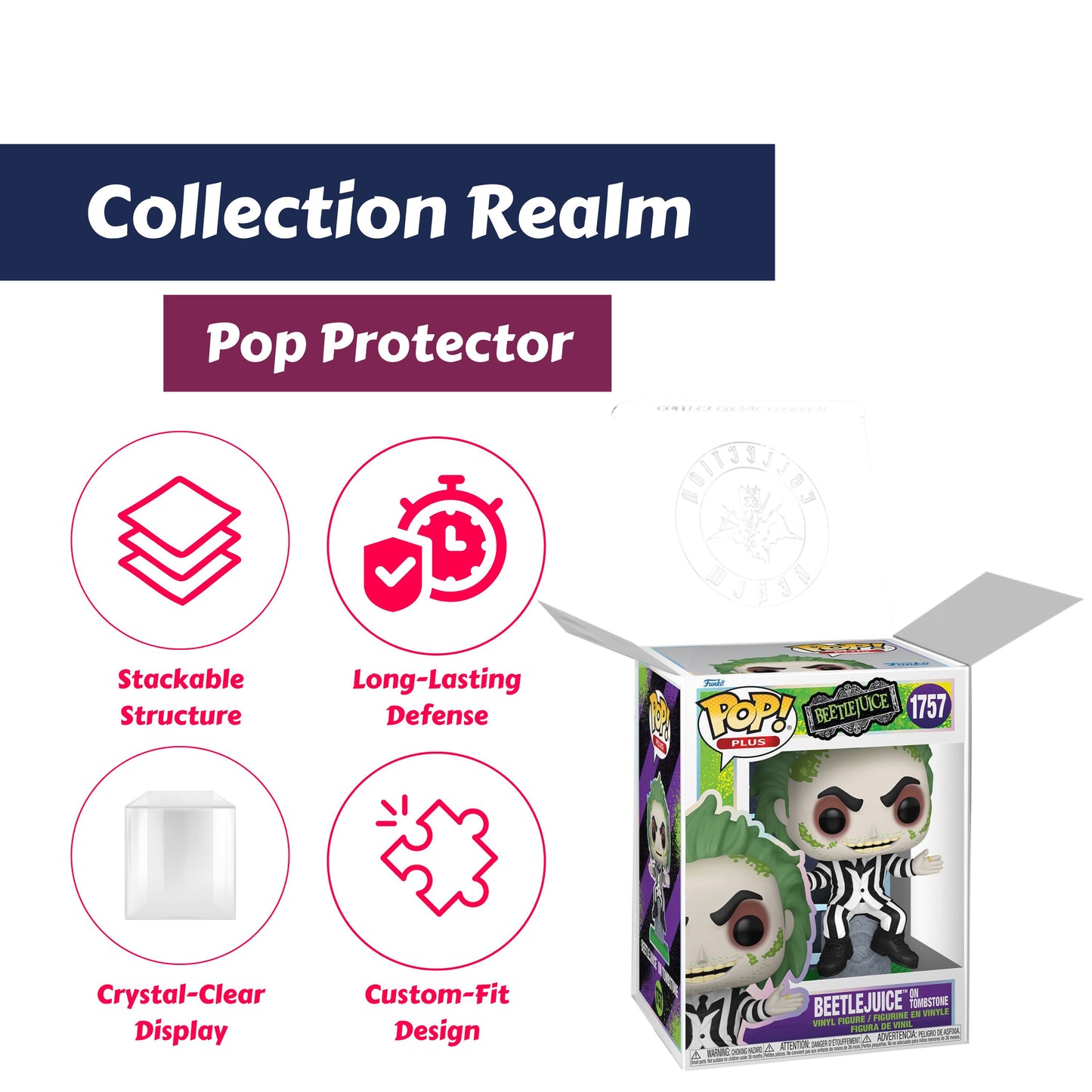 Beetlejuice on Tombstone Funko Pop! Plus - Approx. 4 1/2" Collectible Vinyl Figure #1757 # Bundled with Display Box Protector Case