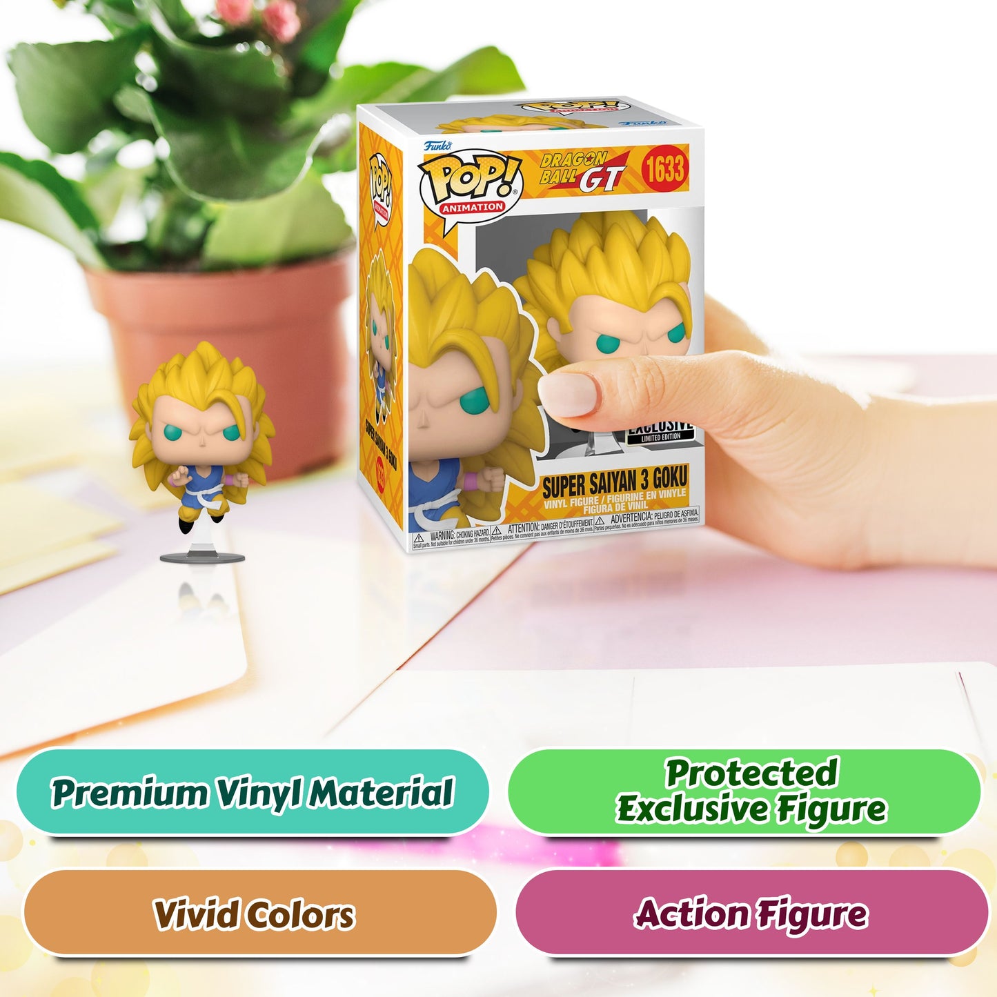 Super Saiyan 3 Goku Funko Pop! Animation Dragon Ball GT - Approx. 4 1/4" Collectible Entertainment Earth Exclusive Limited Edition Vinyl Figure #1633 with Display Box Protector Case