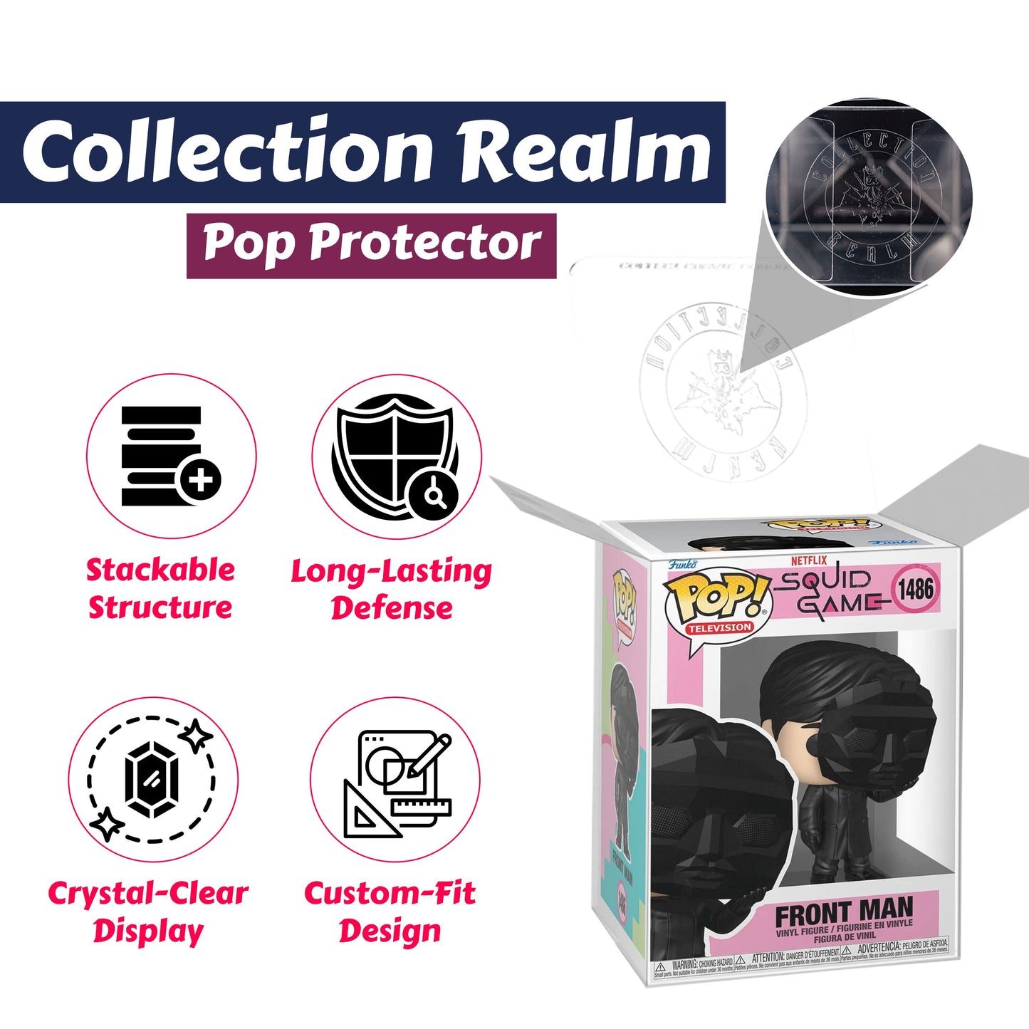 Front Man Funko Pop! Television Squid Game - Approx. 4" Collectible Vinyl Figure #1486 with Display Box Protector Case