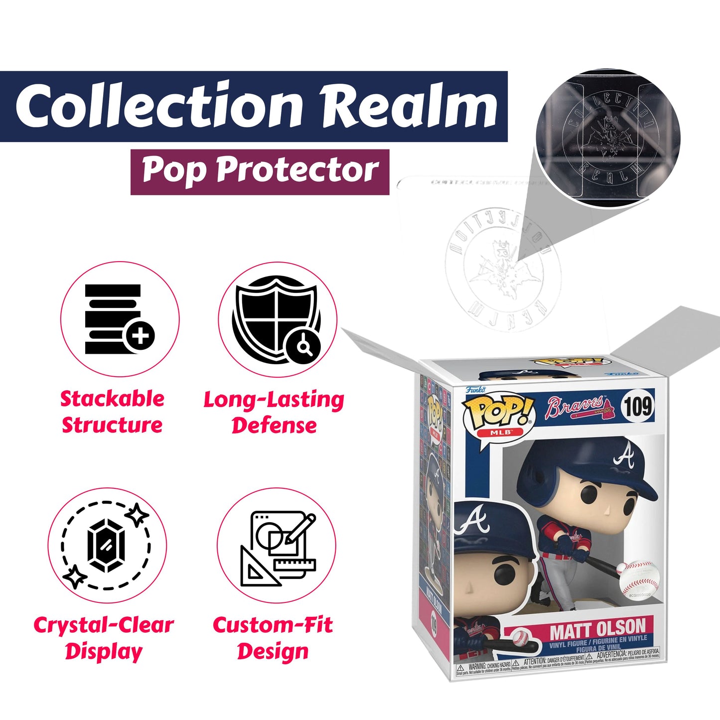 Matt Olson Funko Pop! MLB Braves - Approx. 4" Collectible Vinyl Figure #109 Bundled with Display Box Protector Case