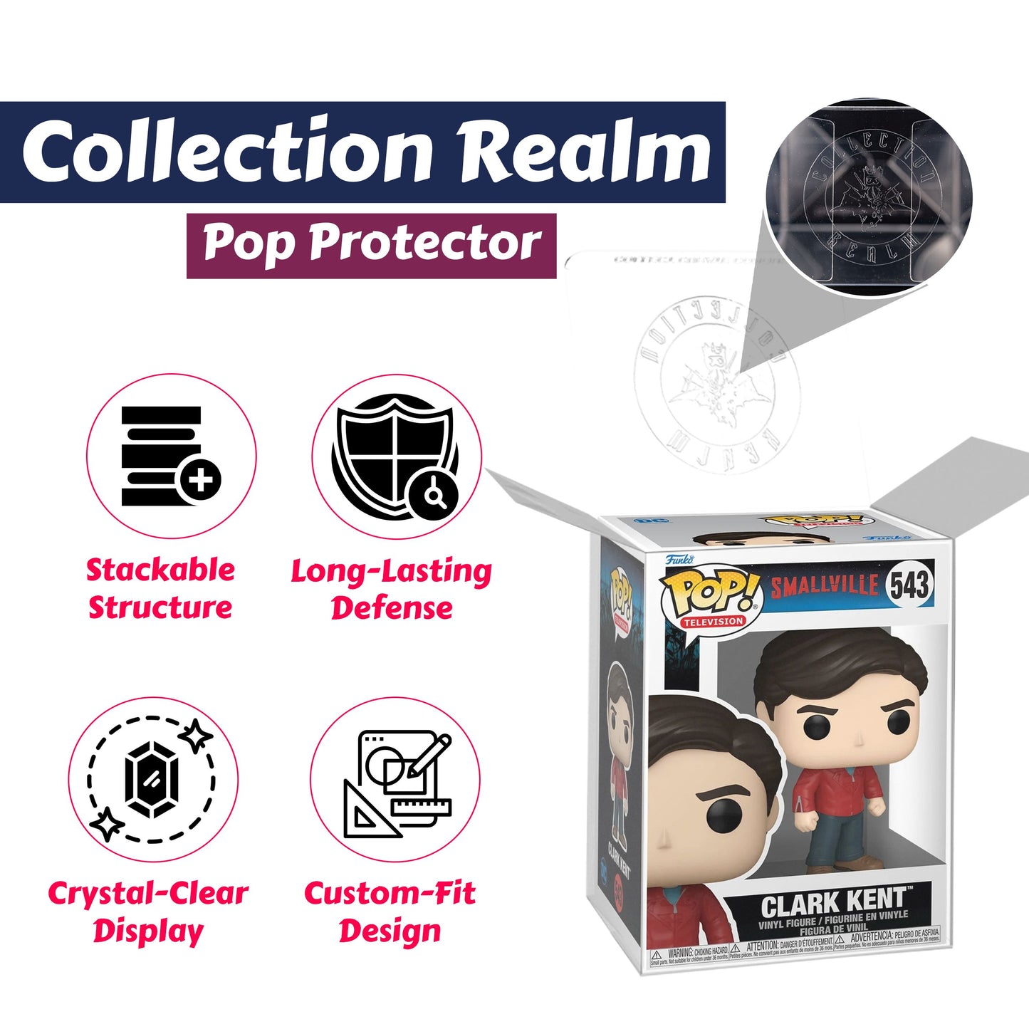 Clark Kent Funko Pop! Television Smallville - Approx. 3 3/4" Collectible Vinyl Figure #543 Bundled with Display Box Protector Case